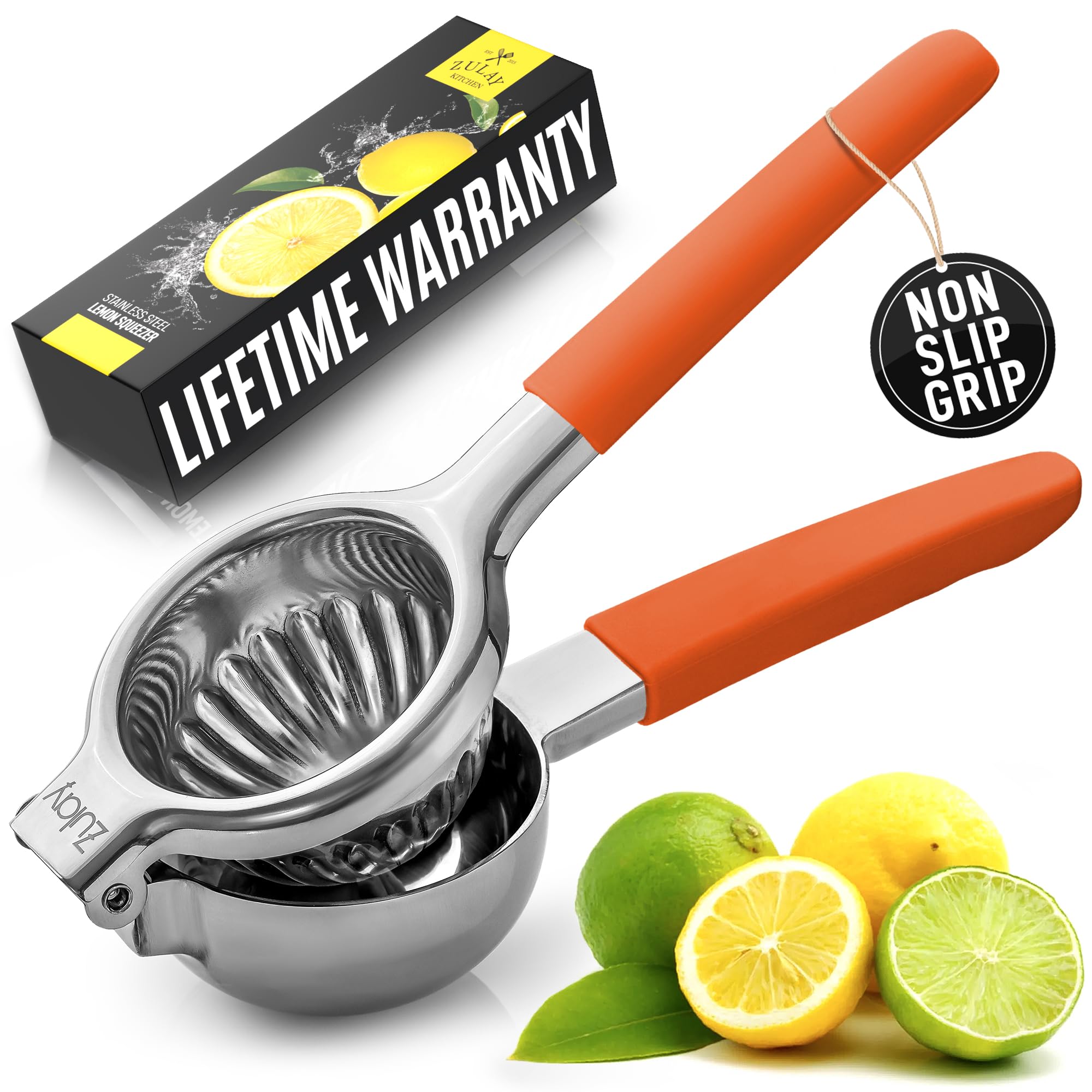 Lemon Squeezer Stainless Steel with Premium Quality Heavy Duty Solid Metal Squeezer Bowl - Large Manual Citrus Press Juicer and Lime Squeezer Stainless Steel - by Zulay Kitchen