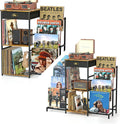 ThreeHio Record Player Stand,Turntable Stand with Vinyl Record Storage, Record Player Table with Vinyl Display Holder Shelf, vinyl Table for Living Room