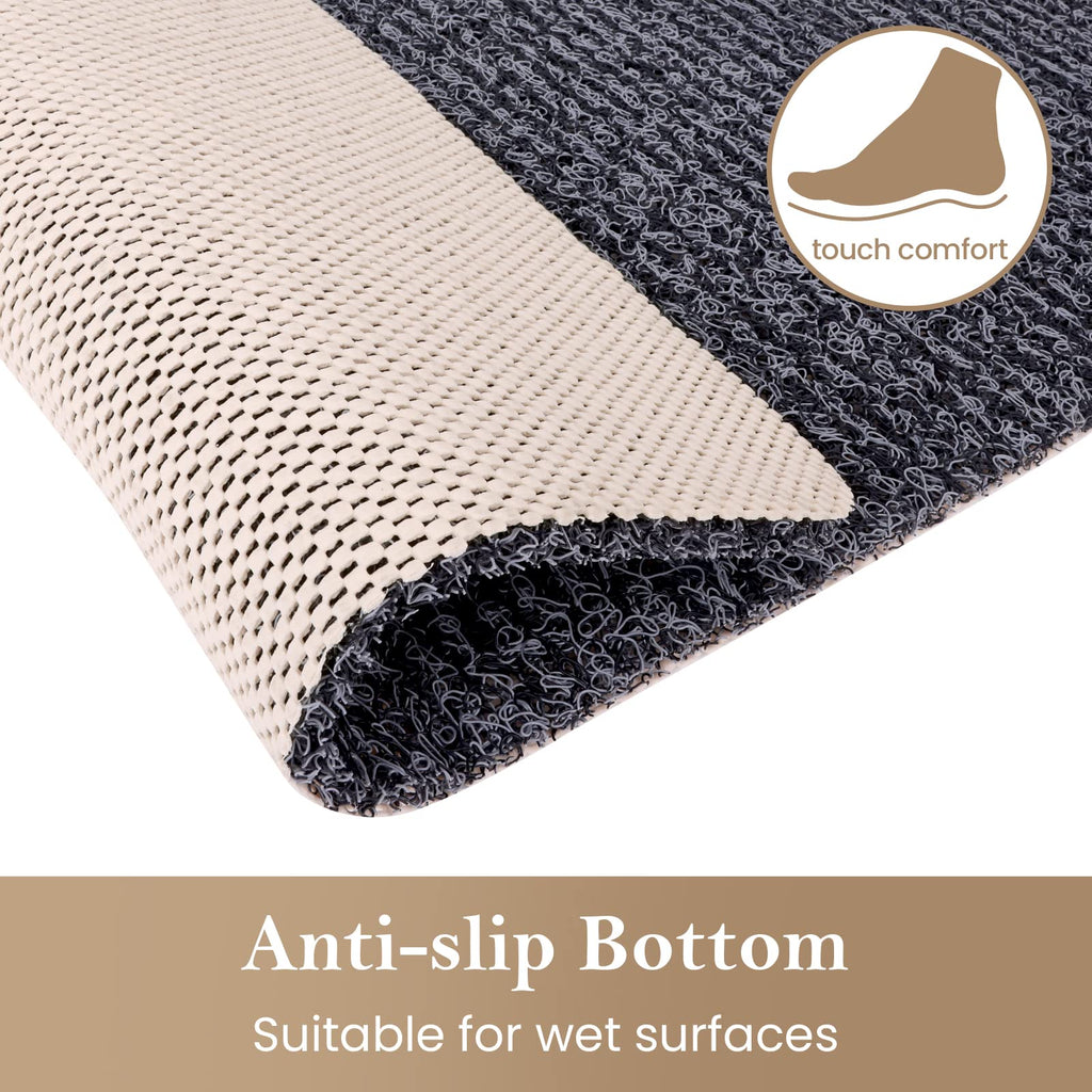 PVC Loofah Shower/Bathtub Mat Non-Slip, 24x16 inch, Soft Tub Mat with Drain, for Tub and Bathroom,Quick Drying,Grey
