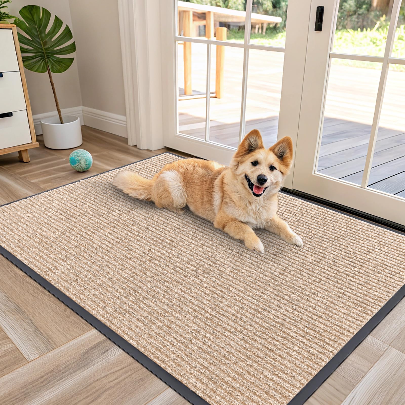 OLANLY Front Door Mat Indoor Outdoor Entrance, Waterproof Heavy Duty Doormat, Fade Resistant, Low Profile, Easy Clean Patio Porch Welcome Floor Mats for Entry, 29.5x17, Grey