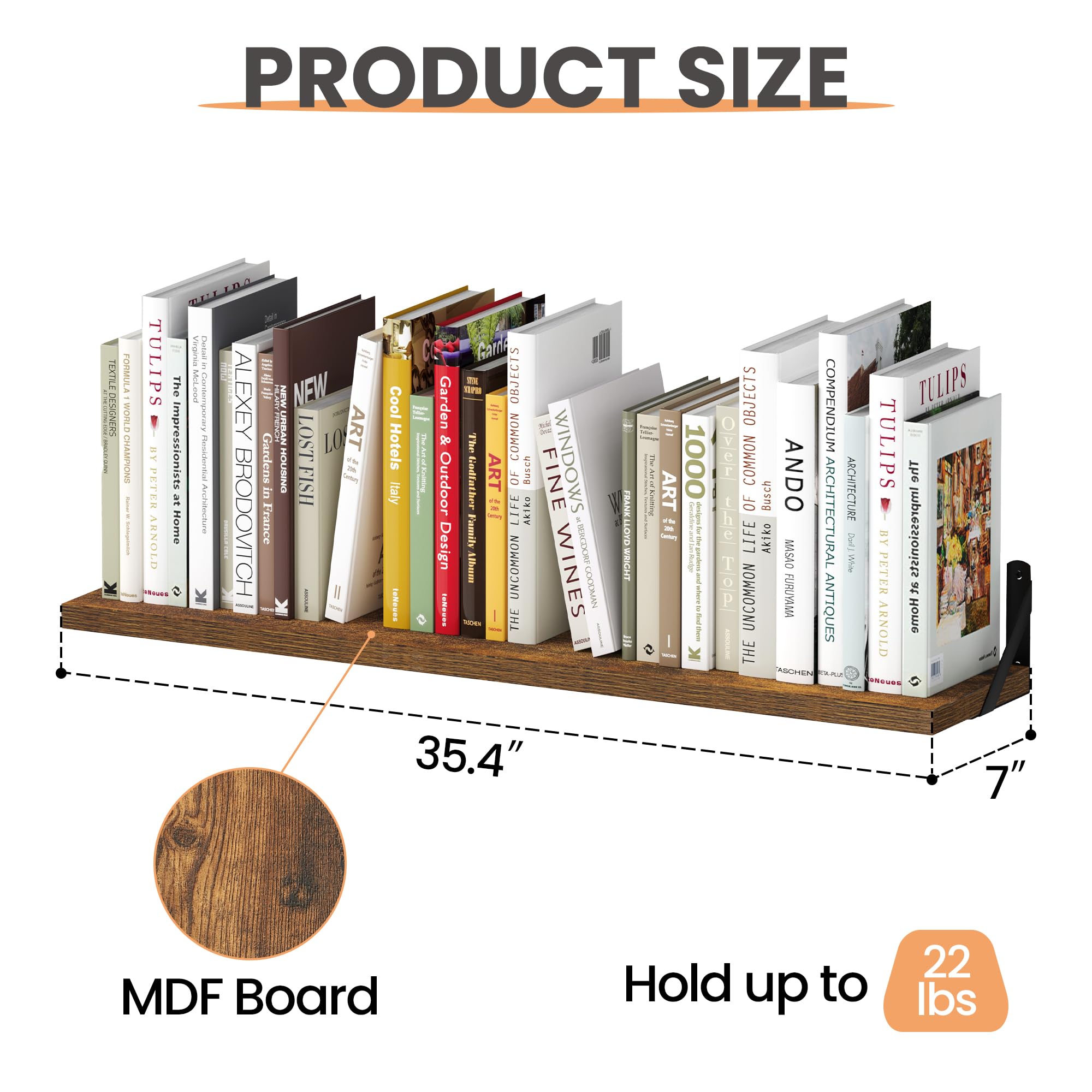 upsimples Floating Book Shelves for Wall, 15.7 Inches Wood Shelves for Living Room, Bathroom, Bedroom, Kitchen Storage and Decoration, White
