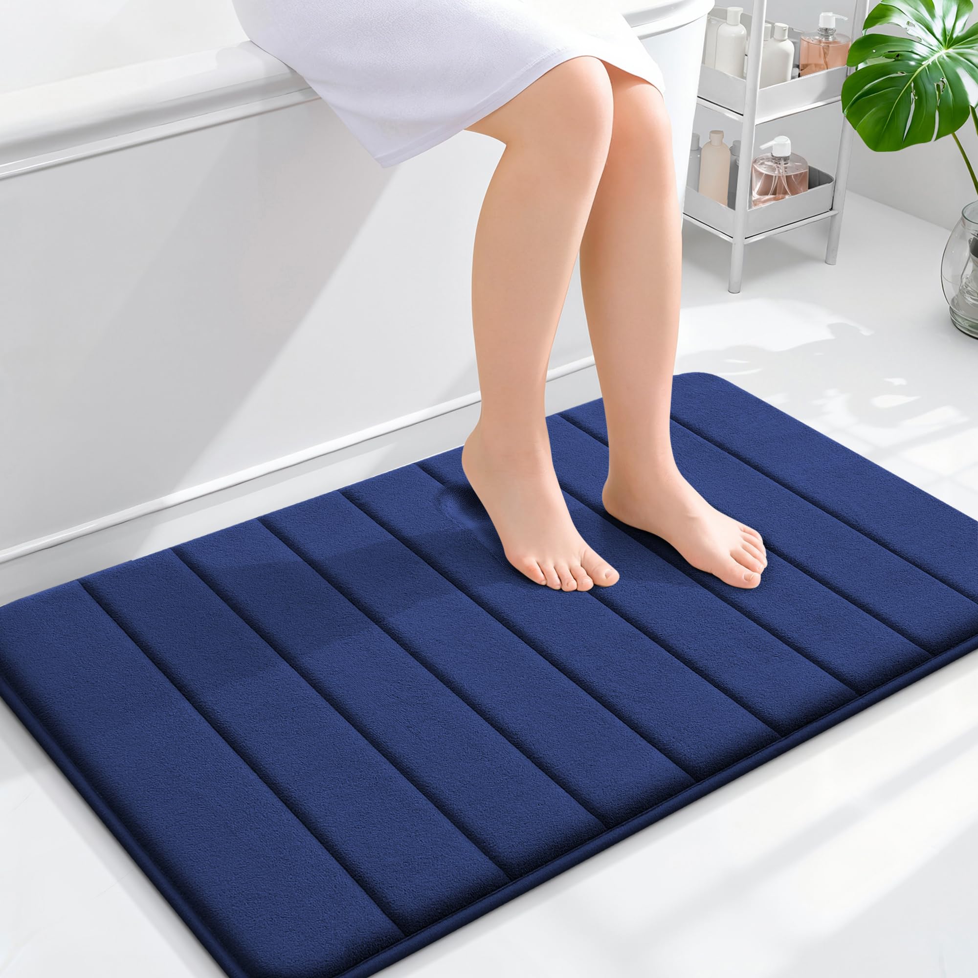 OLANLY Memory Foam Bath Mat 30x20, Super Soft Absorbent Bathroom Rugs, Quick Dry, Machine Washable Shower Floor Rugs, Bathmat Carpet, Bathroom Home Decor Accessories, Grey