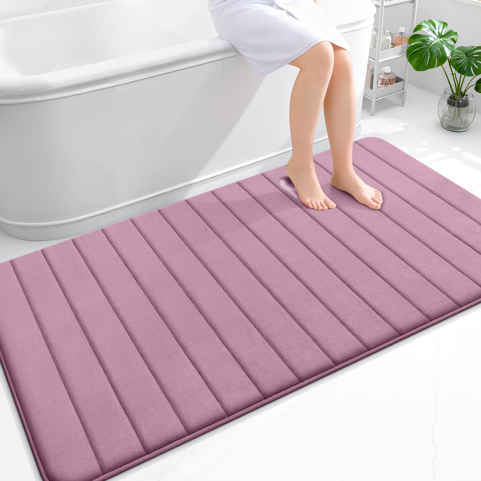 OLANLY Memory Foam Bath Mat 30x20, Super Soft Absorbent Bathroom Rugs, Quick Dry, Machine Washable Shower Floor Rugs, Bathmat Carpet, Bathroom Home Decor Accessories, Grey