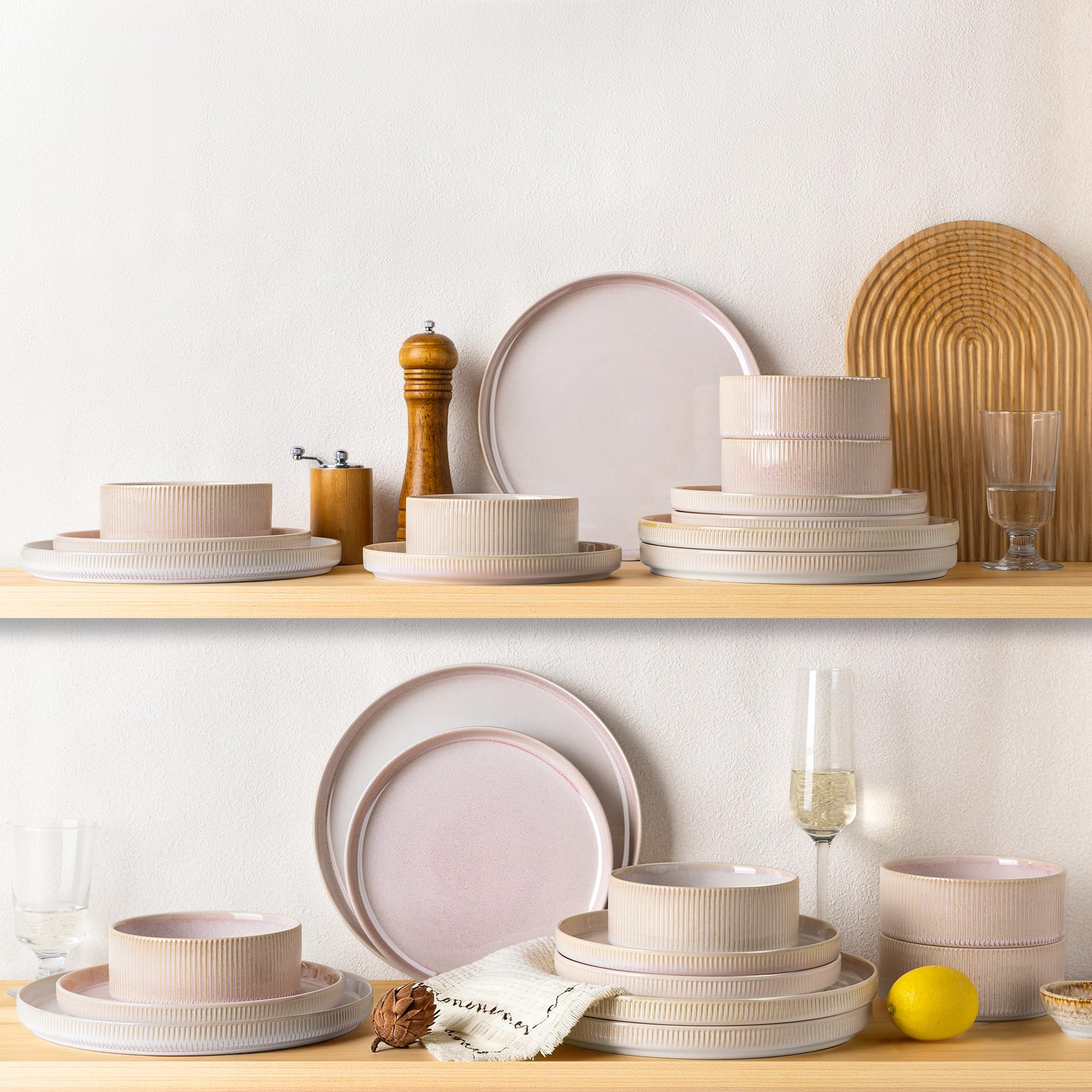 TheTerra Ceramic Dinnerware Sets for 4, 12 Pieces Porcelain Lightweight Speckled Plates and Bowls Sets, Scratch Resistant Dish Set, Oven & Microwave & Dishwasher Safe
