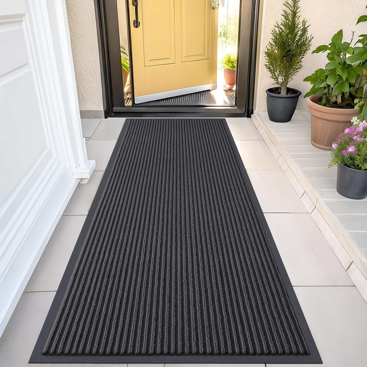 OLANLY Front Door Mat Indoor Outdoor Entrance, Waterproof Heavy Duty Doormat, Fade Resistant, Low Profile, Easy Clean Patio Porch Welcome Floor Mats for Entry, 29.5x17, Beige