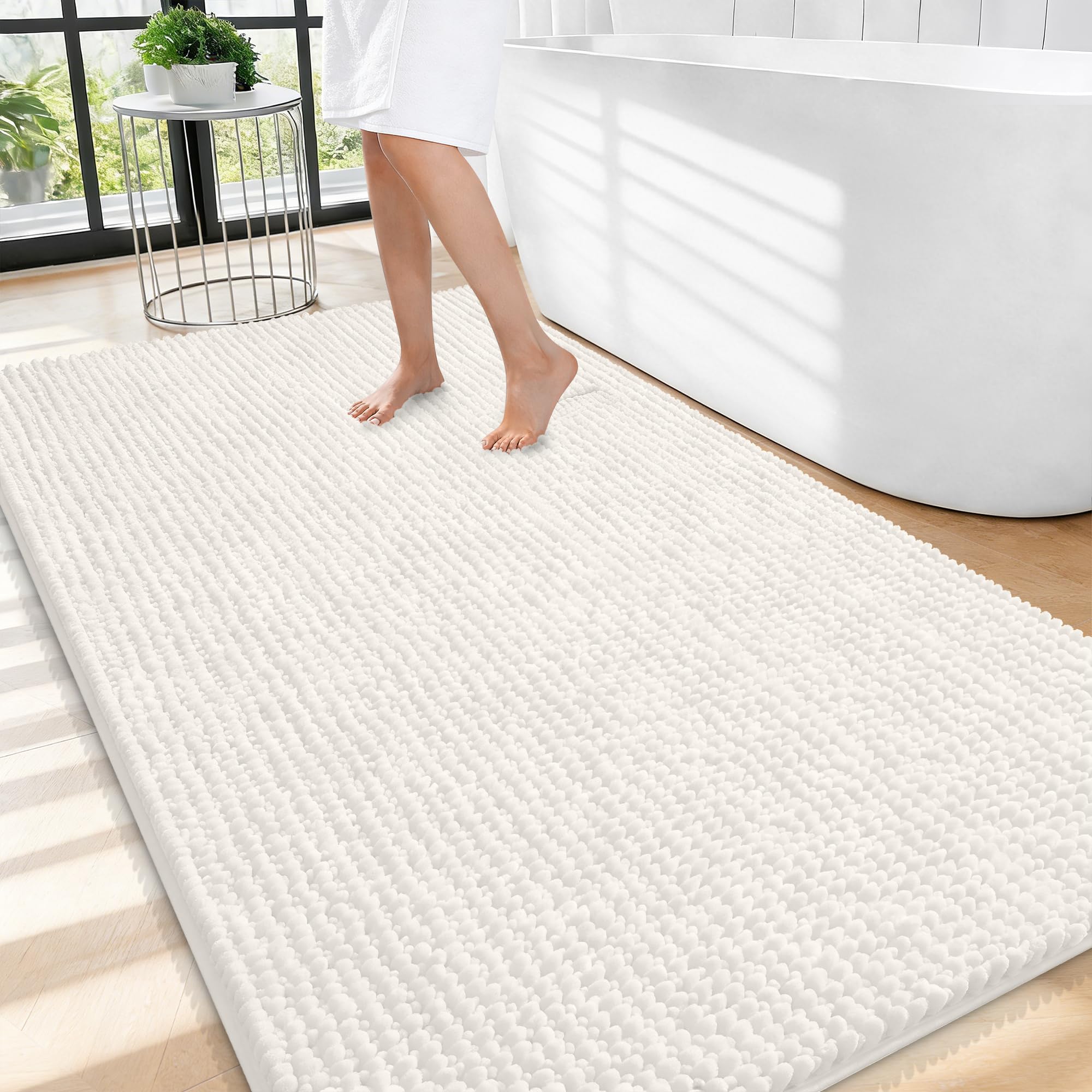 OLANLY Thick Bathroom Rugs 30x20, Extra Soft Absorbent Chenille Bath Rugs, Rubber Backing, Machine Wash Dry, Bath Mats for Bathroom Floor, Tub and Shower, Home Decor Accessories, Grey
