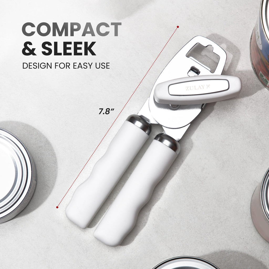 Zulay Kitchen COMFY™ Can Opener Manual with Bottle Opener - Rust Proof Stainless Steel Manual Can Opener With Turn Knob & Comfy Soft Grip Handles - Black