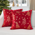 Topfinel Christmas Velvet Throw Pillow Covers Set of 2,Decorative Pillow Cover Red Xmas Gold Stamping Cushion Cases for Bedroom Livingroom Couch Christmas Indoor Home Decor 18x18 Inches