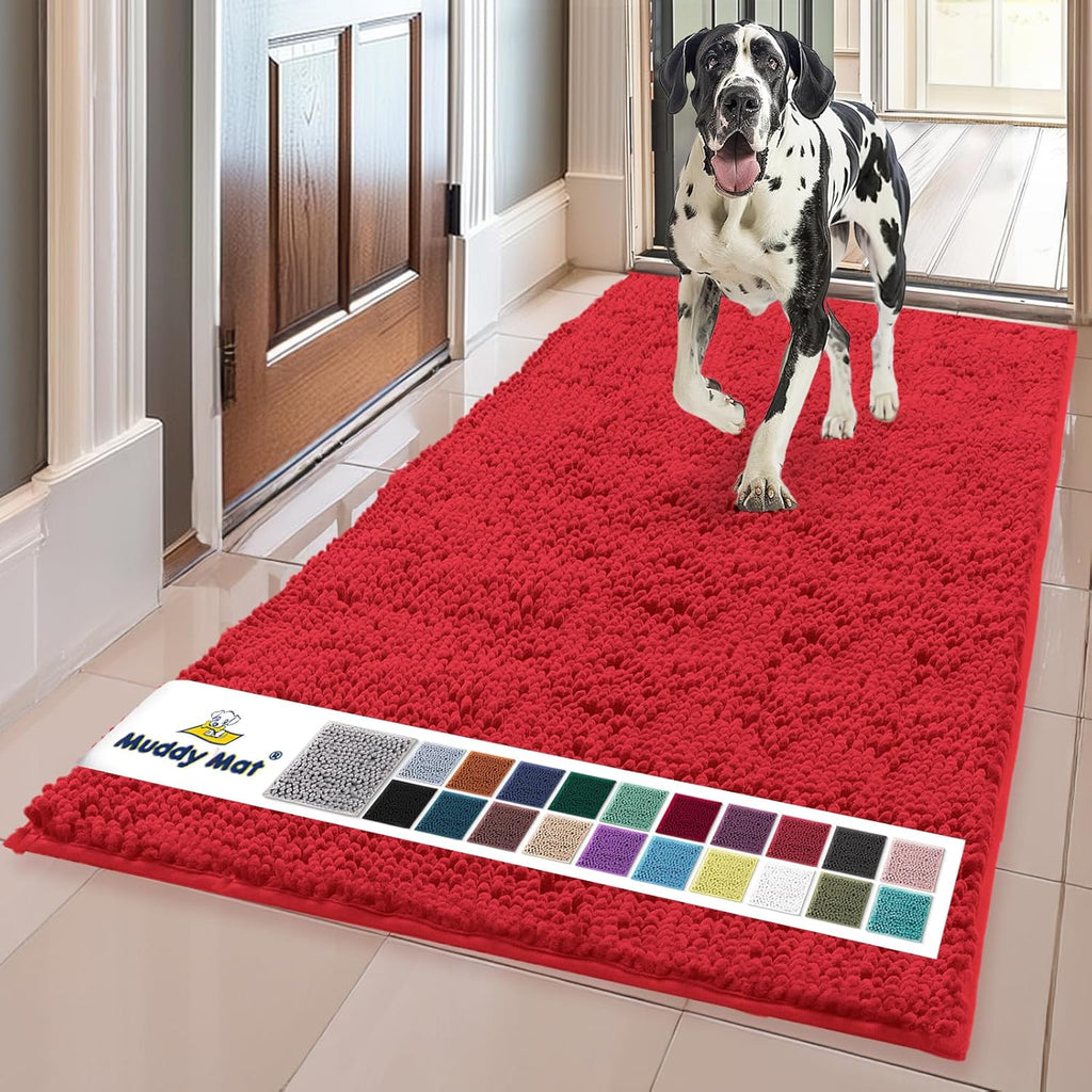 Muddy Mat® | Super Absorbent Door Mat Indoor, Microfiber Quick Dry Chenille Entryway Rug, Non-Slip Front Door Mat, Indoor Mats for Entryway, Machine Washable Pet Rug, Grey 30"x19"