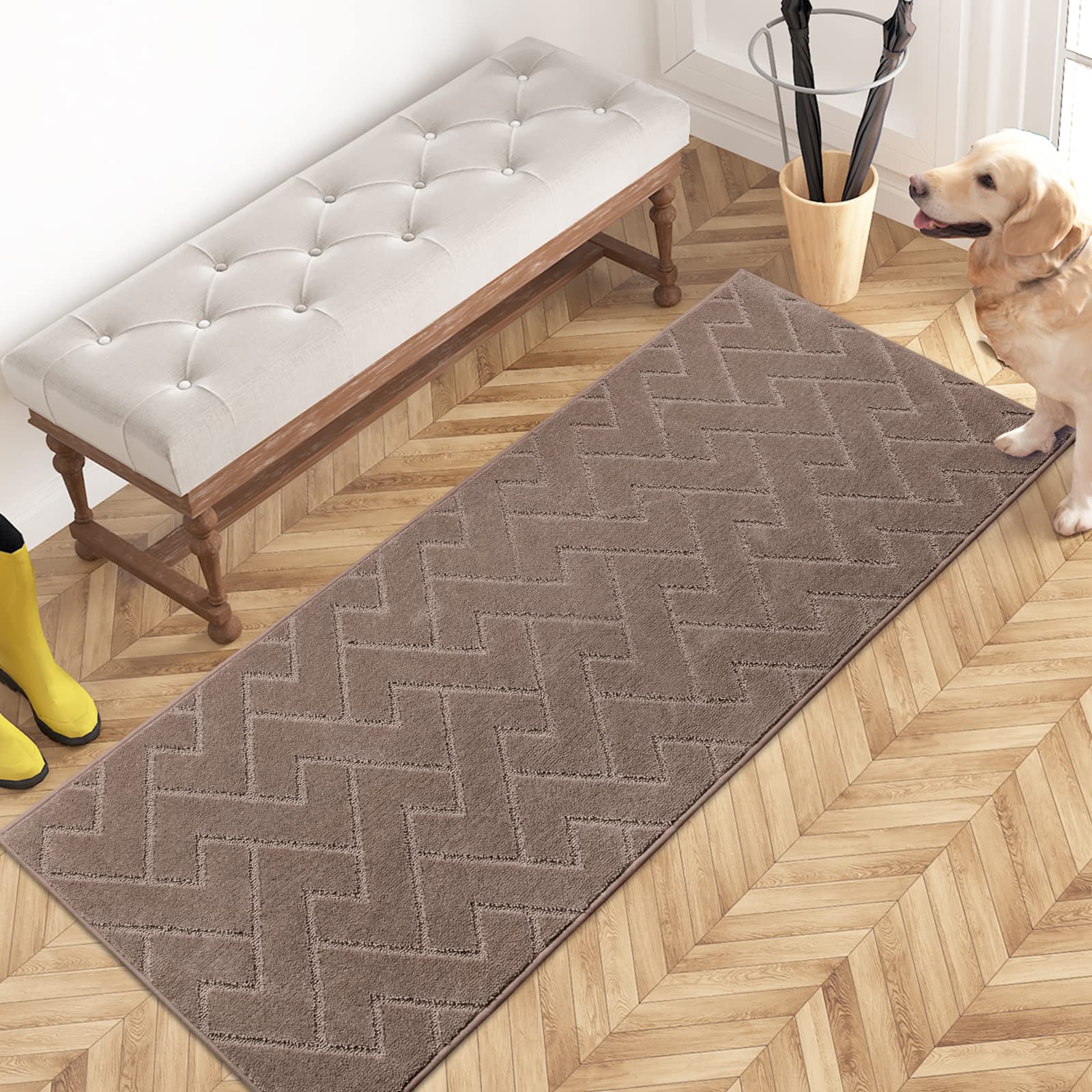 PURRUGS Dirt Trapping Door Mat 20" x 31.5", Non-Slip Machine Washable Entry Rug, Dog Doormat, Indoor Front Door Mat, Super Absorbent Entryway Rug for Muddy Shoes & Paws, Taupe
