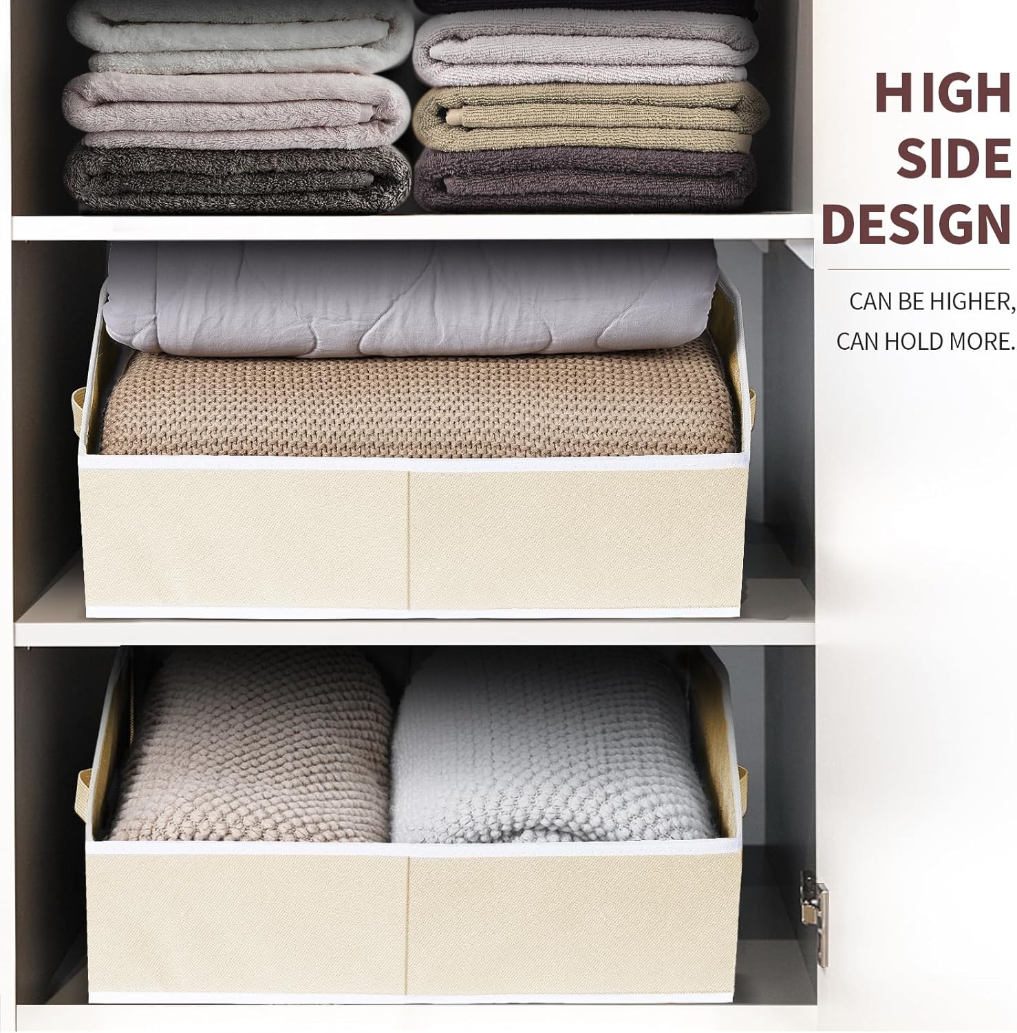Homsorout Organizer Bins Cube Storage - Trapezoid Storage Bin 6 Pack Beige & Grey, Fabric Baskets for Organizing, Large Storage Basket for Shelves