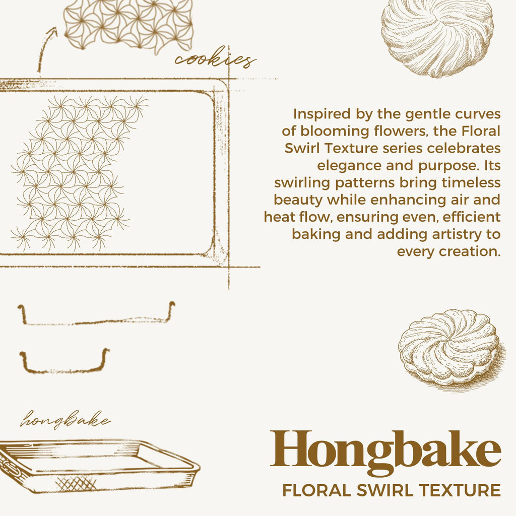 HONGBAKE Nonstick Baking Sheet Pan Set of 3, Cookie Sheets for Oven, Non-Toxic Half/Quarter/Jelly Roll Pans with Floral Swirl Texture, Heavy Duty 0.8mm Thick Oven Trays for Cooking, Dark Gray