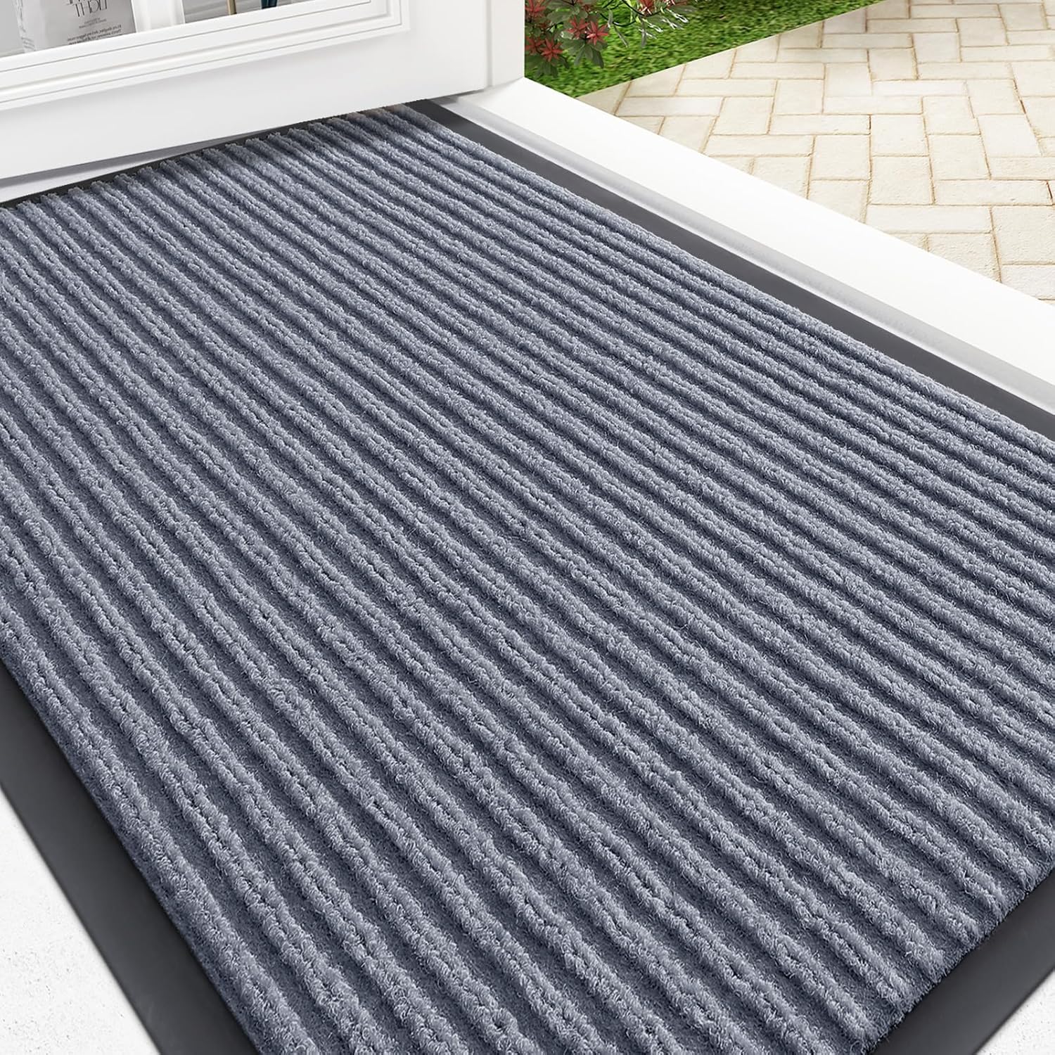 OLANLY Front Door Mat Indoor Outdoor Entrance, Waterproof Heavy Duty Doormat, Fade Resistant, Low Profile, Easy Clean Patio Porch Welcome Floor Mats for Entry, 29.5x17, Beige
