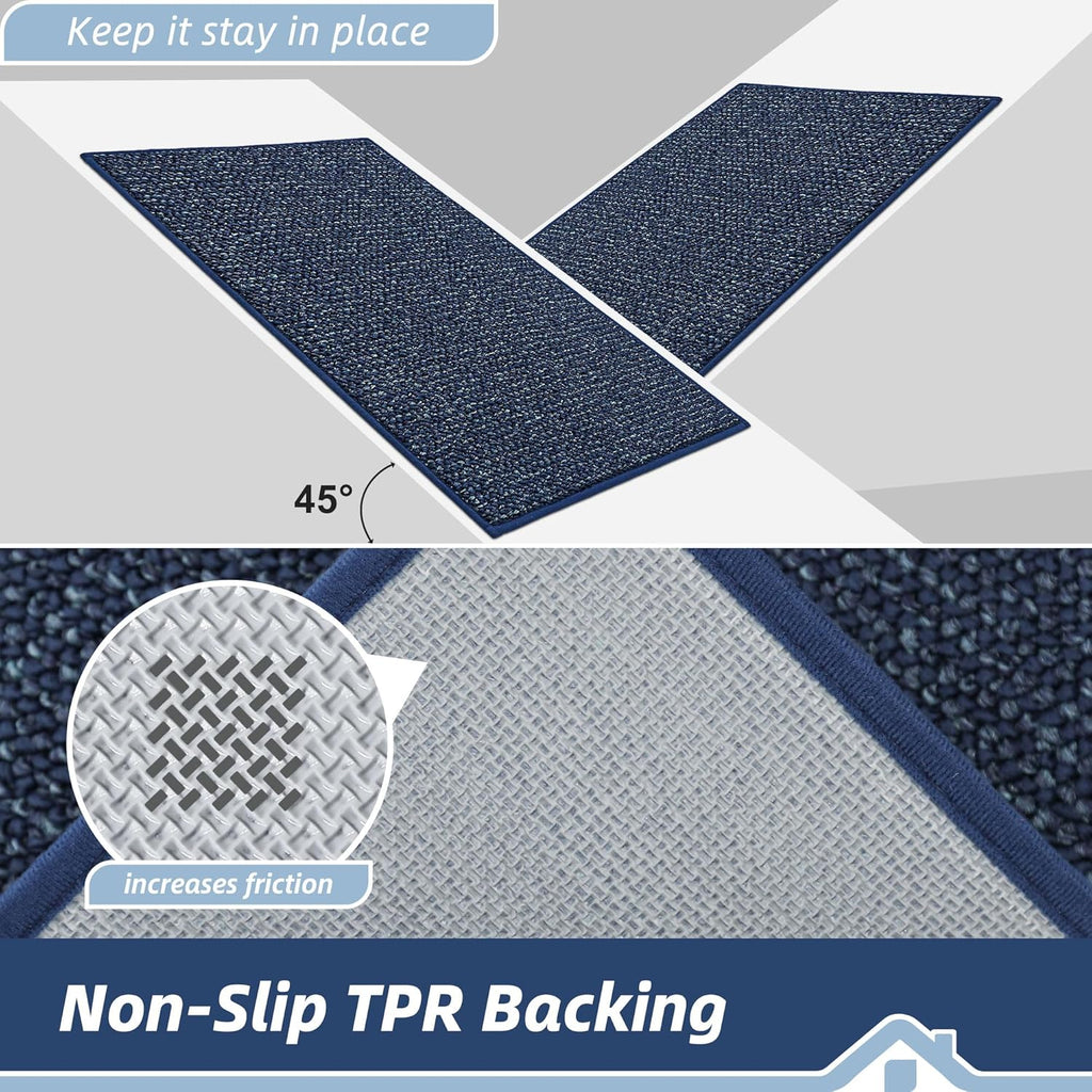 BEQHAUSE Dirt Trapper Door Mat 20" x 32", Non-Slip Washable Doormats Entrance Mat, Dirt Resistant and Absorbent Welcome Mat, Low Profile Floor Mats for Front Back Door and Entryway, Charcoal