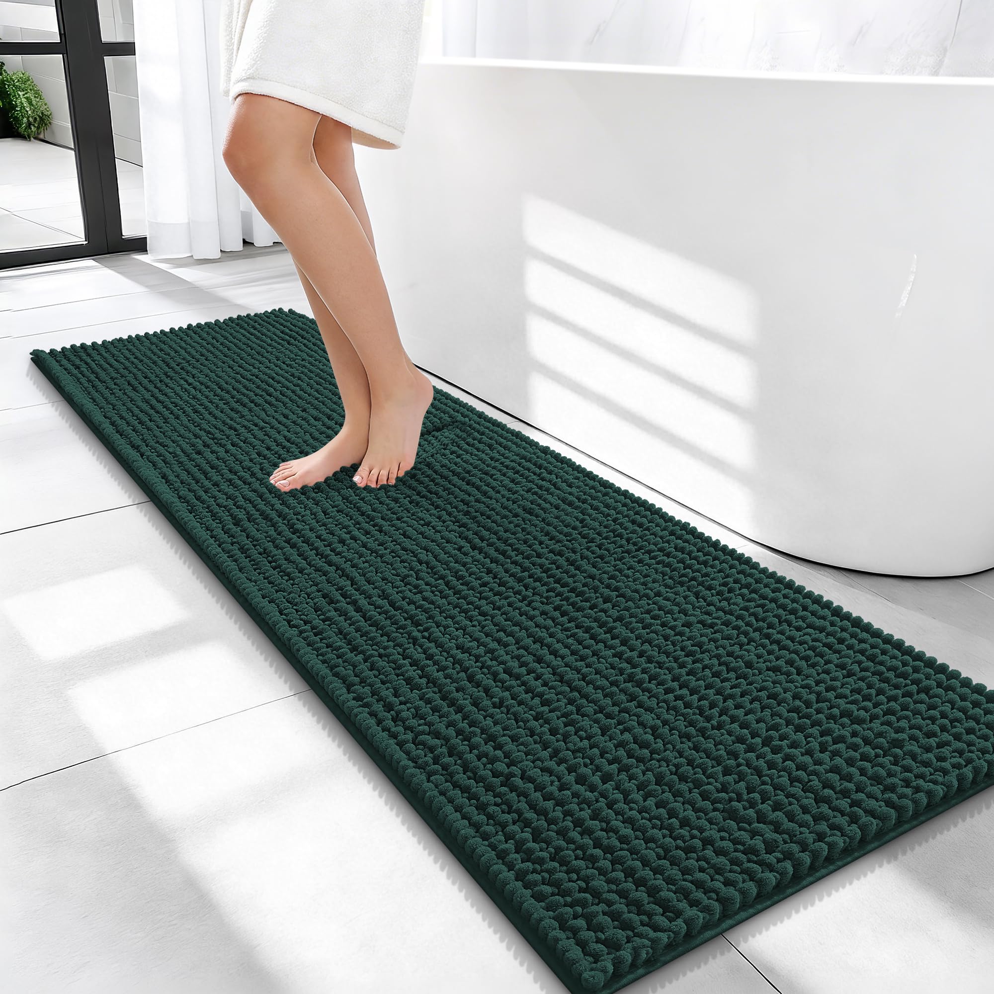 OLANLY Thick Bathroom Rugs 30x20, Extra Soft Absorbent Chenille Bath Rugs, Rubber Backing, Machine Wash Dry, Bath Mats for Bathroom Floor, Tub and Shower, Home Decor Accessories, Grey