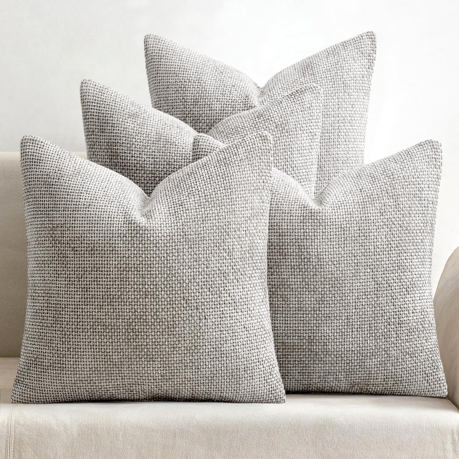 MIULEE Pack of 4 Couch Throw Pillow Covers 18x18 Inch Neutral Blue Soft Decorative Chenille Pillow Covers Farmhouse Accent Cushion Covers for Boho Western Spring Coastal Decor Sofa Bed Living Room