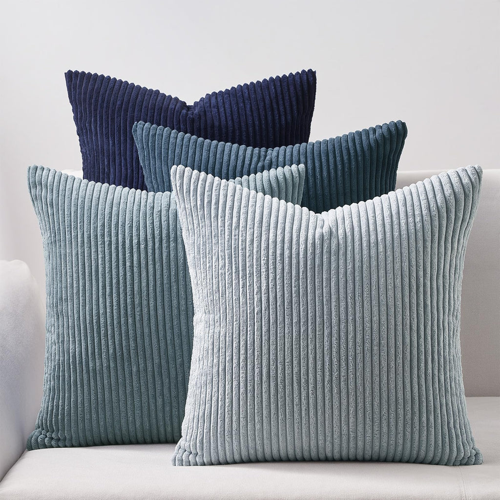 Topfinel Decorative Throw Pillow Covers Cushion Cases, Set of 4 Soft Velvet Modern Double-Sided Designs, Mix and Match for Boho Farmhouse Fall Home Decor (18x18 inch, Orange/Teal)