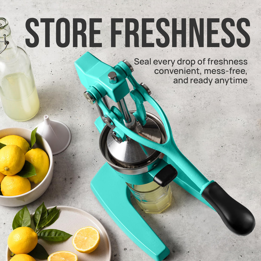 Zulay Kitchen Cast Iron Juicer - Easy-to-Clean Heavy-Duty Manual Juicer, Professional Citrus Juicer - Stainless Steel Lemon Squeezer - Manual Citrus Press & Orange Squeezer - Orange Juicer (Black)