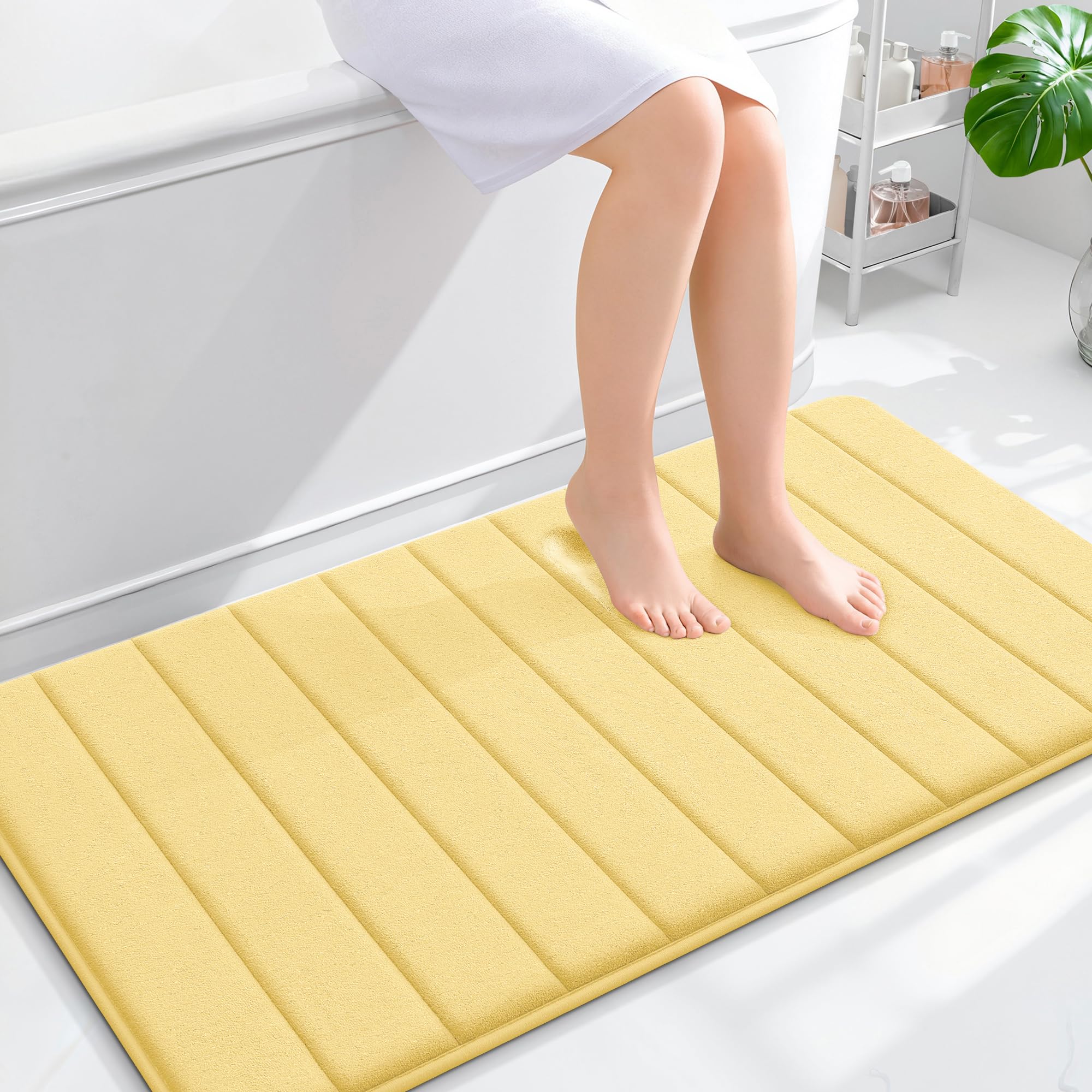 OLANLY Memory Foam Bath Mat 30x20, Super Soft Absorbent Bathroom Rugs, Quick Dry, Machine Washable Shower Floor Rugs, Bathmat Carpet, Bathroom Home Decor Accessories, Grey