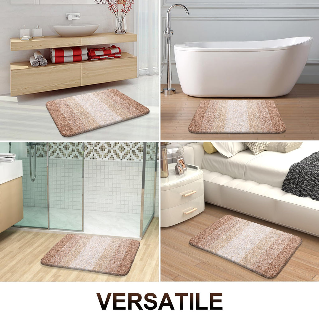 OLANLY Bathroom Rugs Sets 4 piece, Soft Microfiber Absorbent Bath Mat, U-Shaped Contour Toilet Mat and Toilet Lid Cover, Quick Dry, Machine Washable, Toilet Cover and Rug Set for Bathroom, Grey