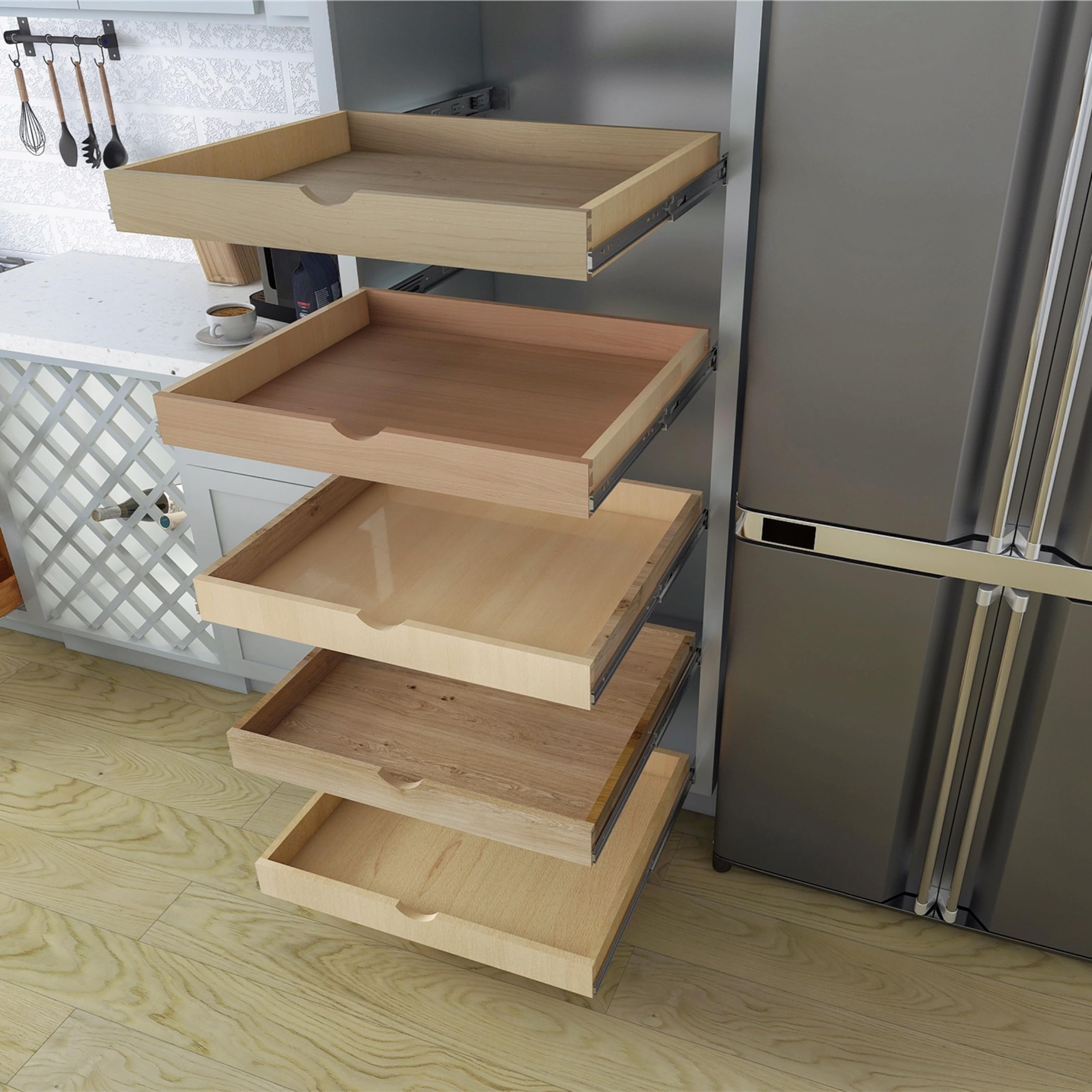 Elysian Under Desk Drawers 30" W × 21" D Add-on Drawers for Under Desk or Cabinet, Multipurpose Drawer Storage for Office Supplies, Smooth Pull Out Cabinet Organizer