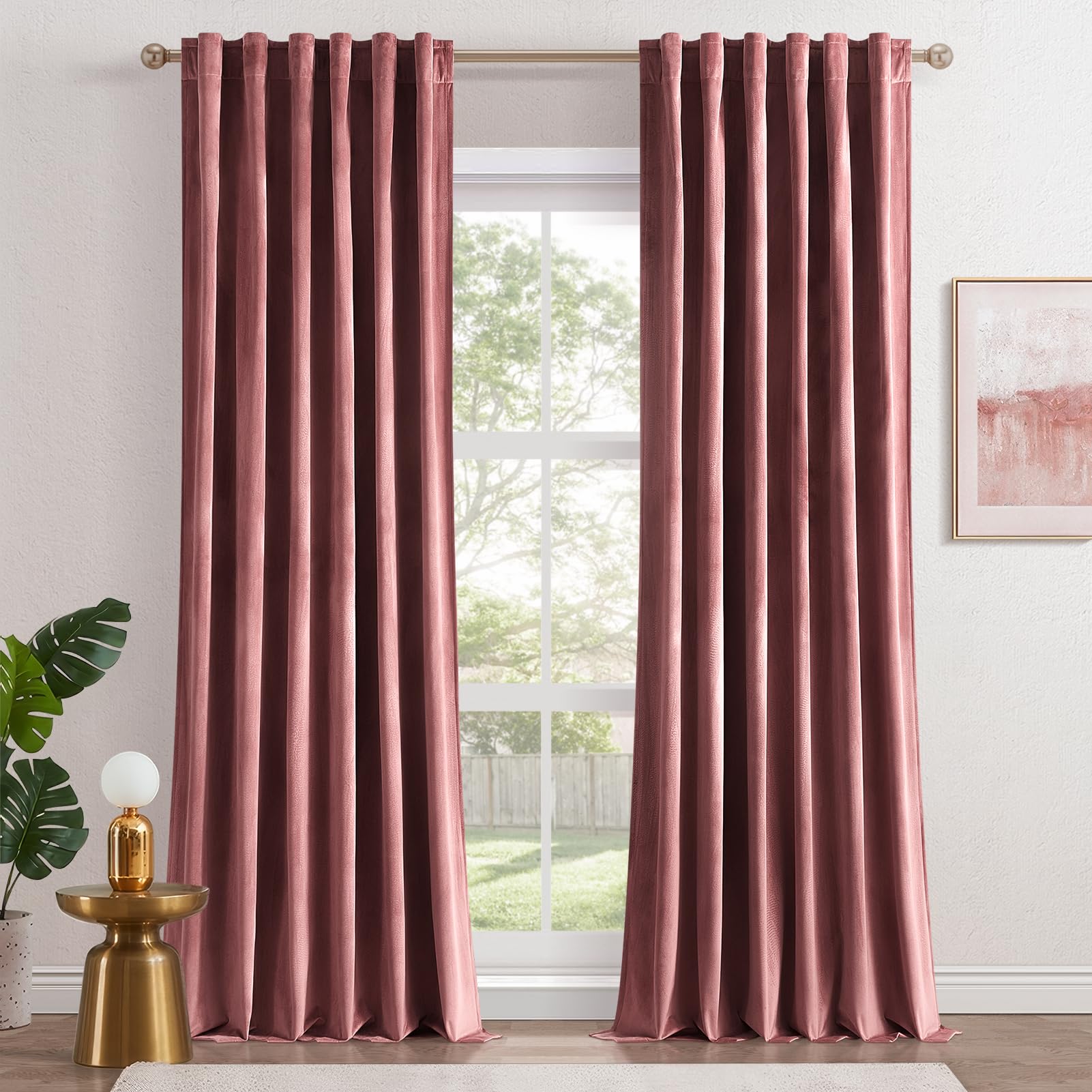 Topfinel Olive Green Velvet Curtains 84 Inches Long for Living Room,Blackout Thermal Insulated Curtains for Bedroom,Back Tab Modern Window Treatment for Living Room,52x84 Inch Length,Olive Green