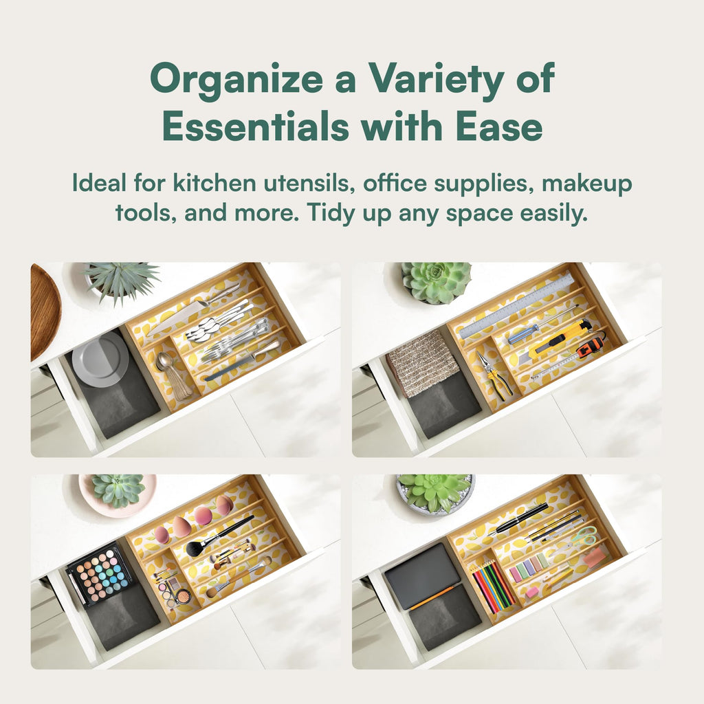 Silverware Organizer - Expandable Kitchen Drawer Organizer - Adjustable Kitchen Drawer Organizer for Utensils, Expandable to 22 Inches Wide, 10 Compartments, Silverware Tray for Drawer