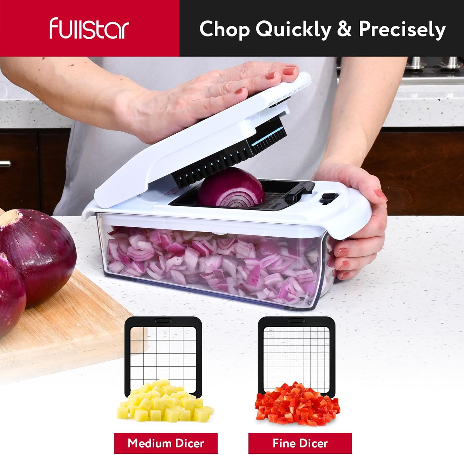 8 in 1 Vegetable Chopper + 2pcs Silicone Lid