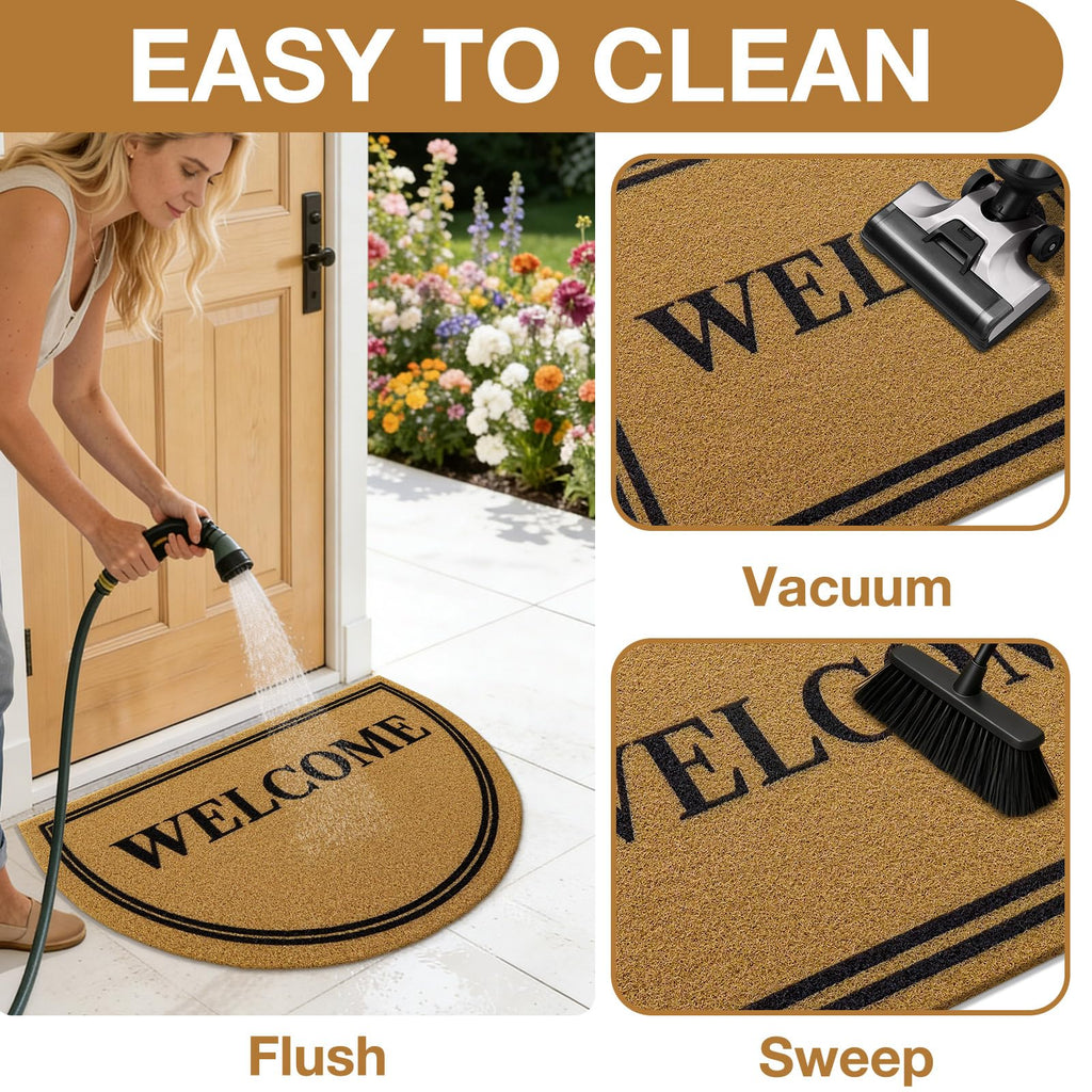 OLANLY Front Door Mat, Low Profile Doormat, Stain and Fade Resistant, Easy to Clean, for Indoor and Outdoor Entrances, Patio Porch or Entryway, Brown (30x17 Inch, Home Sweet Home)