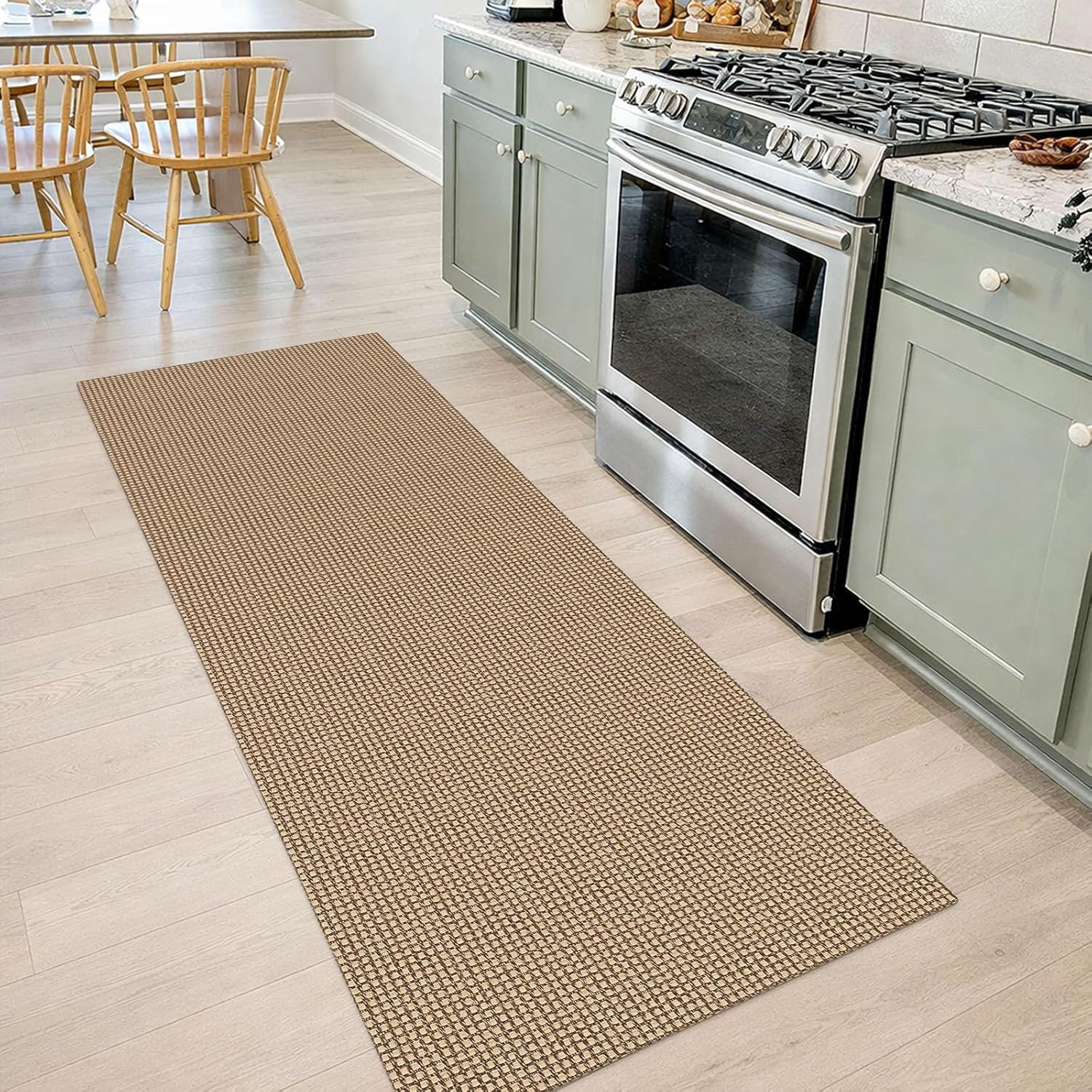 IOHOUZE Small Area Rug 2x3 Washable Woven Rugs for Entryway Non Slip Rubber Backed Kitchen Rugs Indoor Outdoor Doormat Throw Rug Floor Carpet for Entrance Front Door, Orange/Tan/Brown