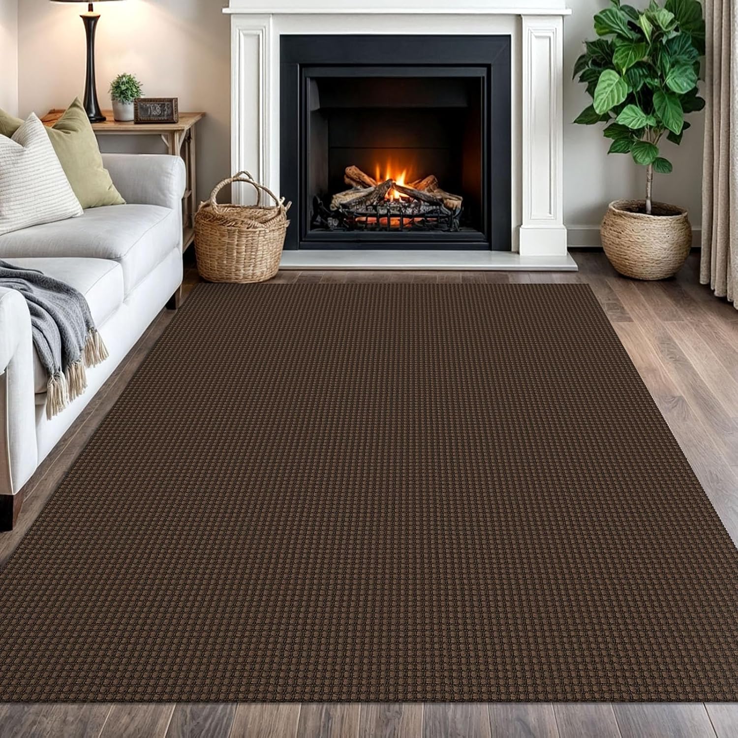 IOHOUZE Small Area Rug 2x3 Washable Woven Rugs for Entryway Non Slip Rubber Backed Kitchen Rugs Indoor Outdoor Doormat Throw Rug Floor Carpet for Entrance Front Door, Orange/Tan/Brown