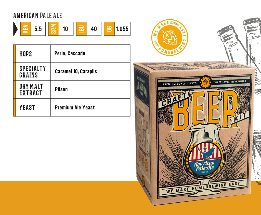 Craft A Brew - American Pale Ale - Beer Making Kit - Make Your Own Craft Beer - Complete Equipment and Supplies - Starter Home Brewing Kit - 1 Gallon