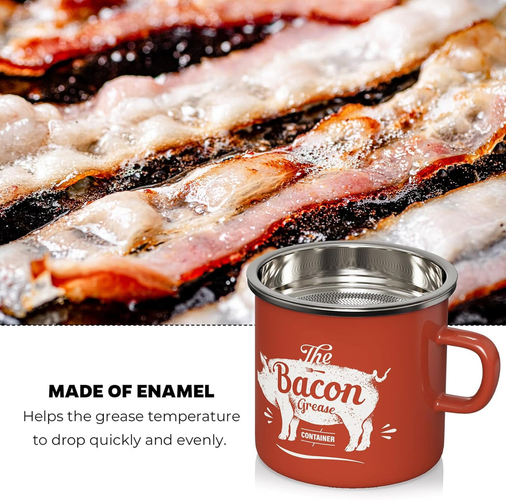 Black Meat Chopper and 15OZ Mini Red Bacon Grease Container