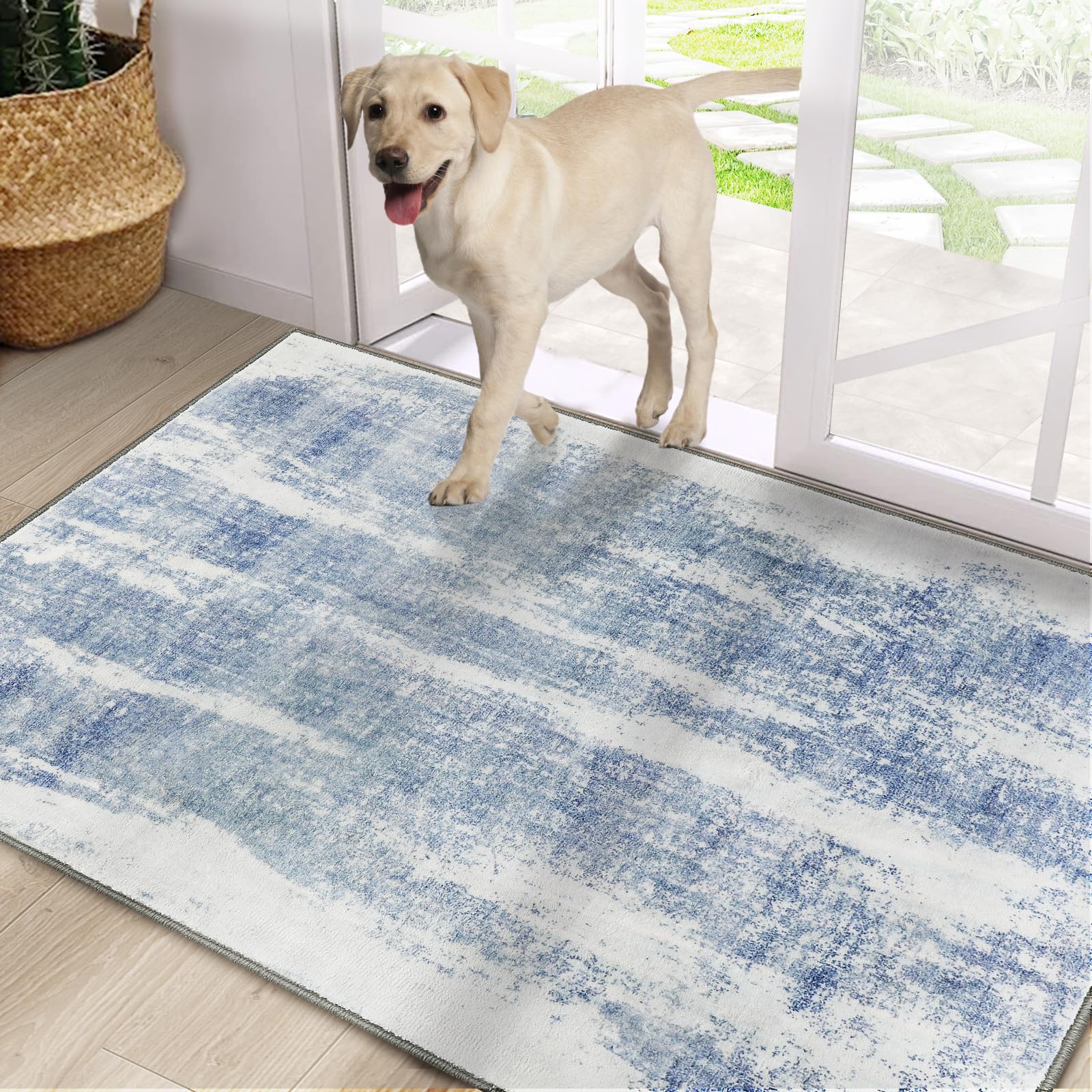 CRISTGEE Door Mat, Front Indoor Door Mat Faux Wool Non-Slip Entryway Rug Absorbent Abstract Throw Rug for Indoor Entrance Hallway Laundry Room, High Traffic Areas, 20X32 Inches, Gray Washable
