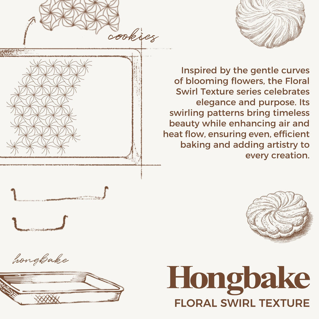 HONGBAKE Nonstick Baking Sheet Pan Set of 3, Cookie Sheets for Oven, Non-Toxic Half/Quarter/Jelly Roll Pans with Floral Swirl Texture, Heavy Duty 0.8mm Thick Oven Trays for Cooking, Dark Gray