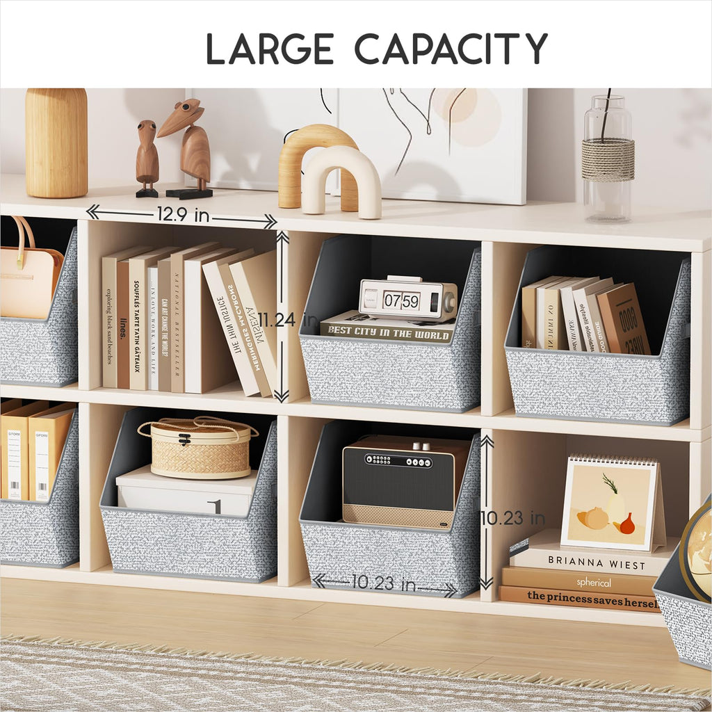 Homsorout Fabric Closet Storage Cubes - 6 Pack Square Storage Bins with Dual Handles for Clothes, Towels, Toys, Cube Storage Organizers for Bedroom, Nursery, Shelves, Closet, Small Spaces, Beige