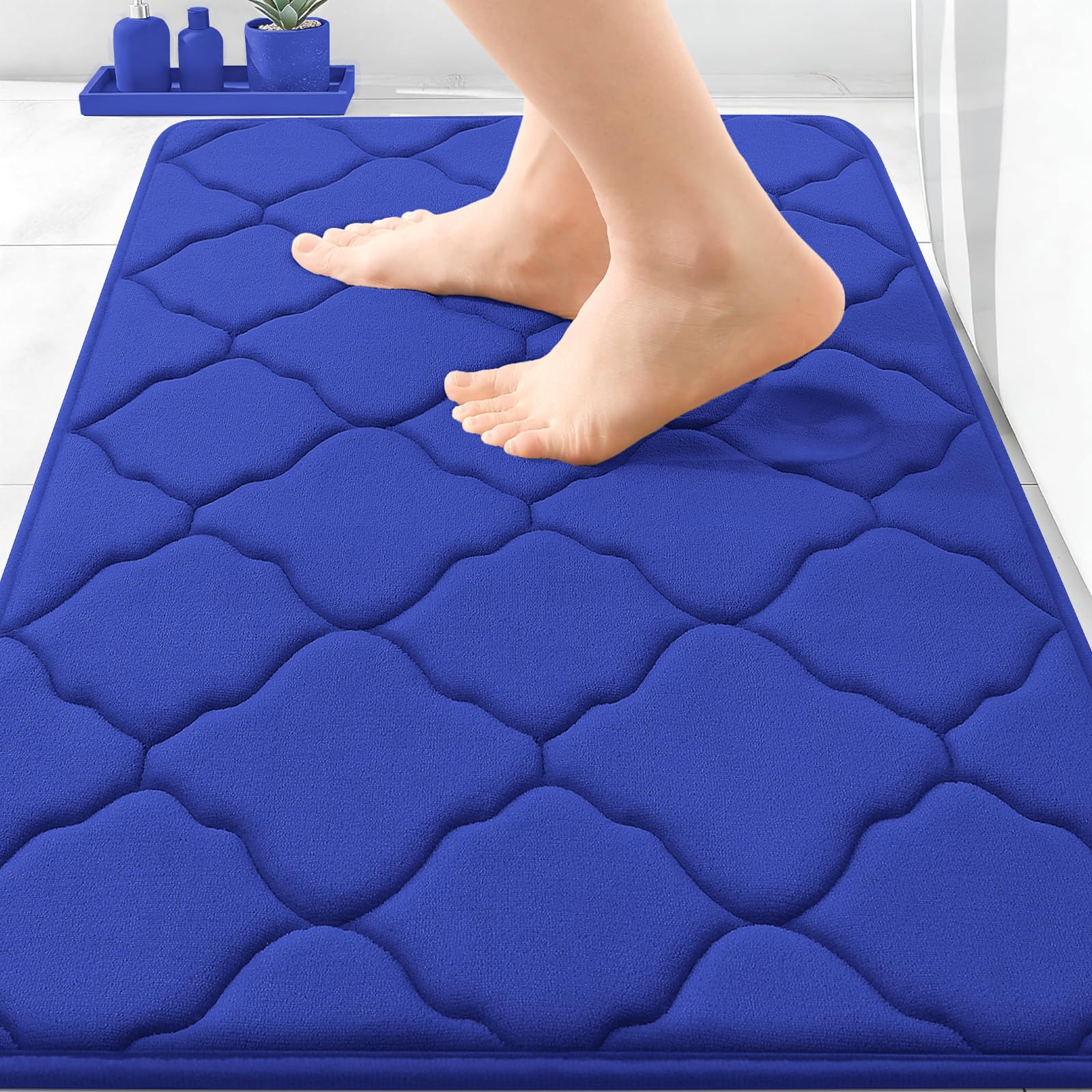 OLANLY Memory Foam Bath Mat Rug 24x16, Ultra Soft and Absorbent Bathroom Rugs, Non-Slip, Comfortable, Machine Washable Bath Carpet for Bathroom Floor, Tub, Shower and Home Decor Accessories, Black