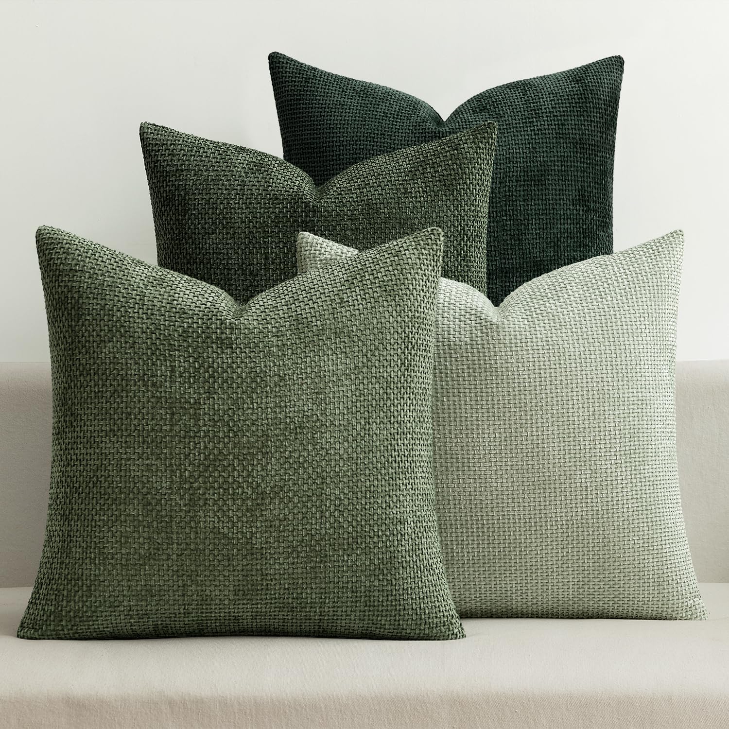 MIULEE Pack of 4 Couch Throw Pillow Covers 18x18 Inch Neutral Blue Soft Decorative Chenille Pillow Covers Farmhouse Accent Cushion Covers for Boho Western Spring Coastal Decor Sofa Bed Living Room