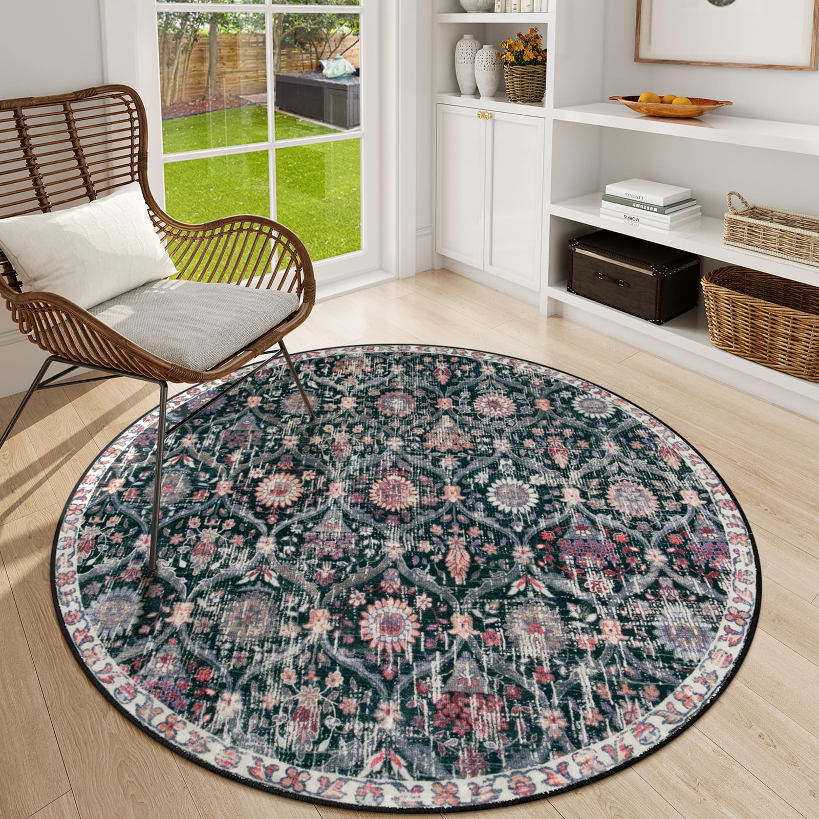 Lahome Moroccan Trellis Washable Rug, 2x3 Kitchen Rugs for Entryway Bathroom, Non-Slip Indoor Door Mat Ultra-Thin, Small Oriental Throw Carpet for Bedroom Entry Elise, Cream/Multi