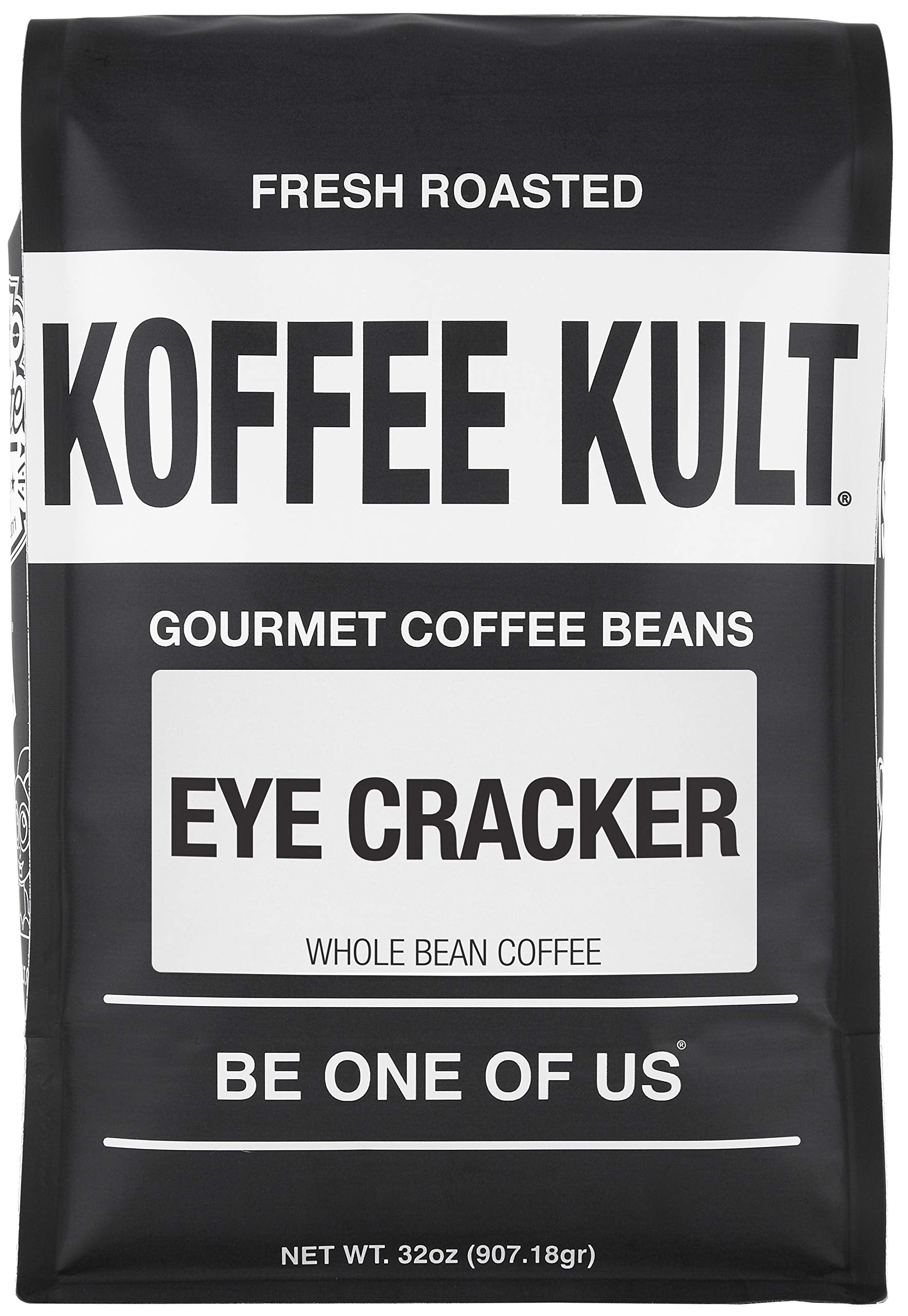 Koffee Kult Eye Cracker Espresso Coffee Beans - Bright, Bold Medium Roast with a Citrus Twist Coffee Crema - Artisan Roasted Fresh 100% Arabica Speciality Grade Coffee (Whole Bean, 32oz)