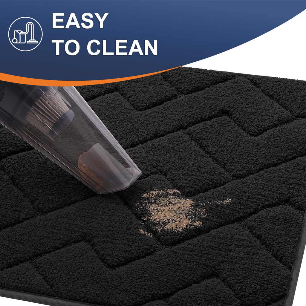 OLANLY Indoor Door Mat, 32x20, Dirt Resistant and Absorbent, Sturdy Non-Slip Rubber Backing, Easy to Clean, Washable Low-Profile Doormat for Entryway, Grey