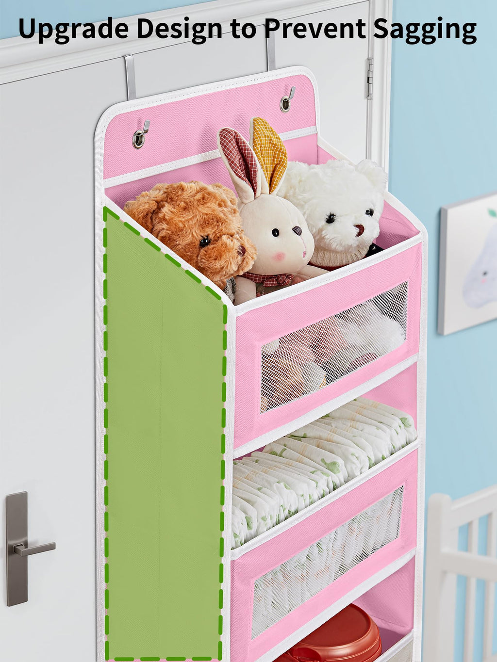 JARLINK Over The Door Organizer Storage, 5 Shelf Hanging Door Organizer with 5 Large Capacity Pockets, Anti Tilt 44 lb Load Behind Door Storage for Bedroom, Bathroom, Pantry, Nursery, (Grey)