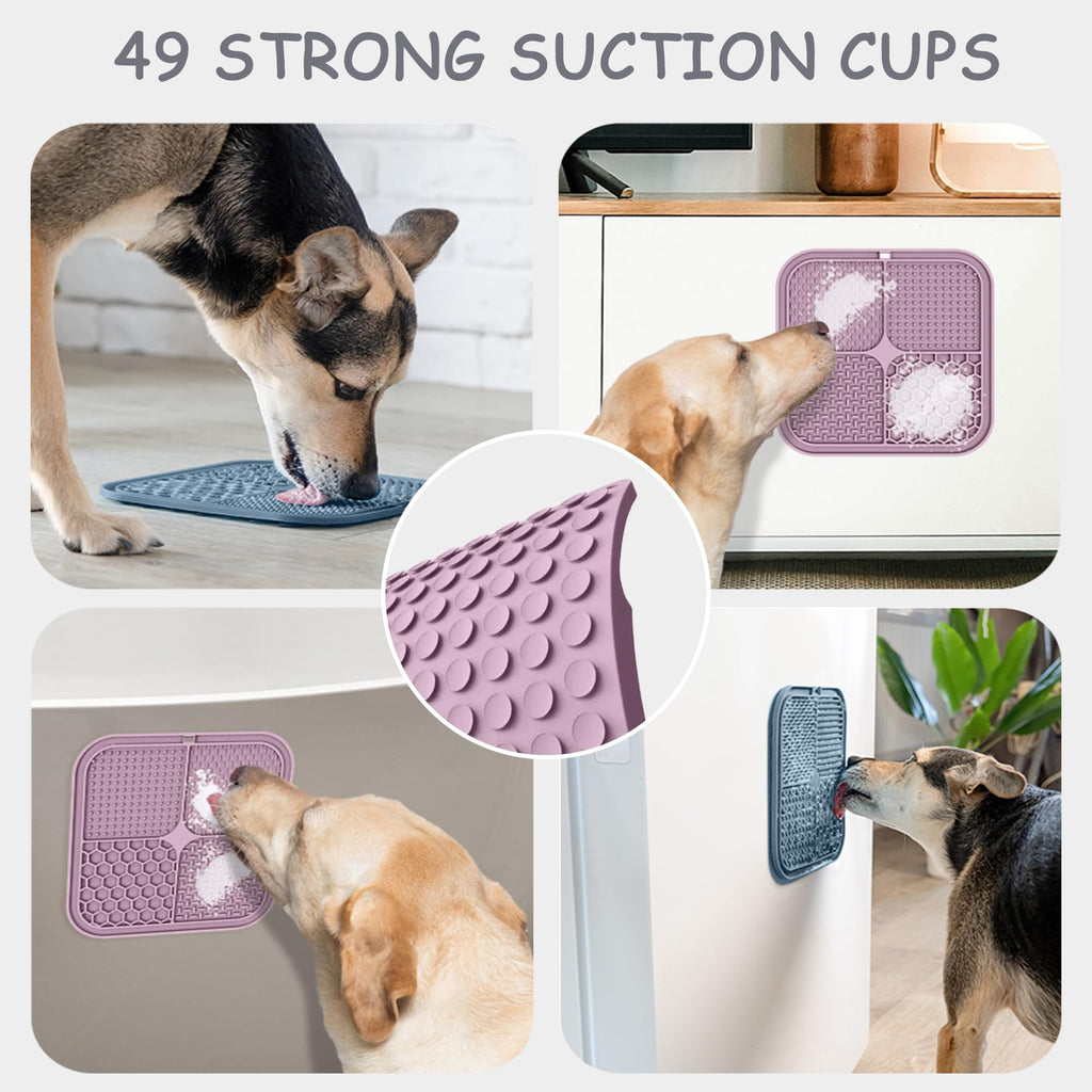 2 Pack Lick Mat for Dogs,Cats,Upgraded 8.5×8.5 inches Licking Mats with Suction Cups,Slow Feeder Licking Pad for Anxiety Relief and Boredom Reducer,Suitable for Dog Training Set 2