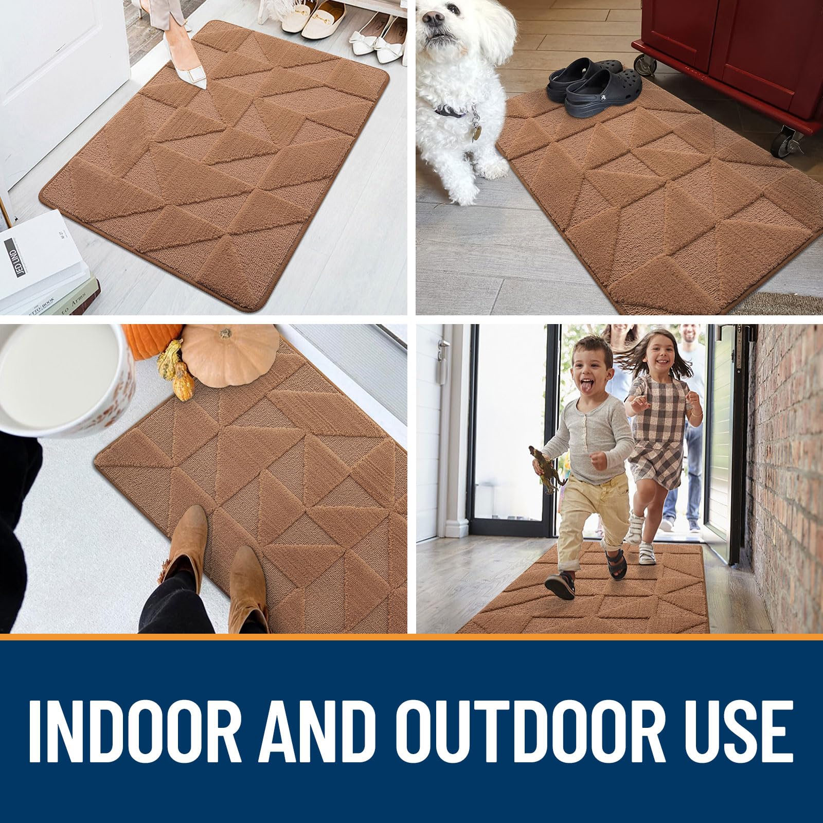 OLANLY Door Mats Indoor, Non-Slip, Absorbent, Dirt Resist, Entrance Washable Mat, Low-Profile Inside Entry Doormat for Entryway (32x20 inches, Grey)