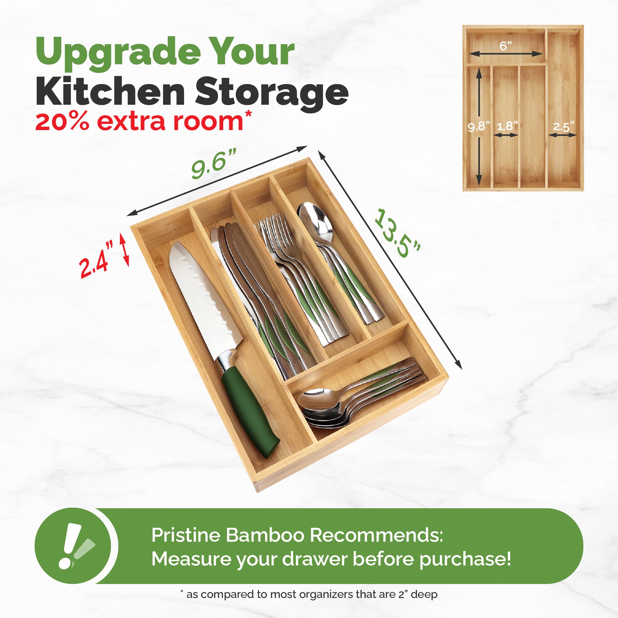 Silverware Organizer - Expandable Kitchen Drawer Organizer - Adjustable Kitchen Drawer Organizer for Utensils, Expandable to 22 Inches Wide, 10 Compartments, Silverware Tray for Drawer