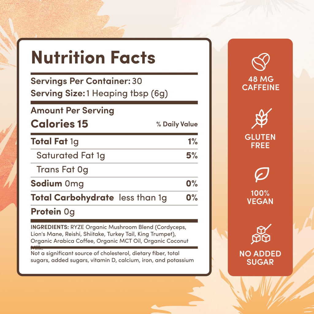 RYZE SUPERFOODS Mushroom Medium Roast Coffee Starter Kit, USDA Organic Instant Coffee with 6 Adaptogenic Mushrooms and for Energy, Focus, Digestion, Immunity with Lions Mane & Turkey Tail 60 Serving