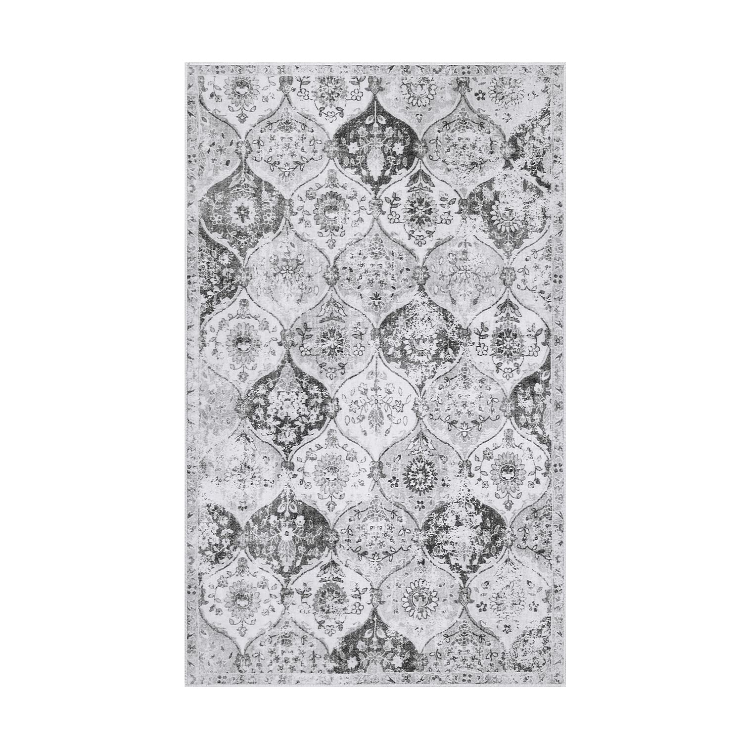 Lahome Moroccan Trellis Washable Rug, 2x3 Kitchen Rugs for Entryway Bathroom, Non-Slip Indoor Door Mat Ultra-Thin, Small Oriental Throw Carpet for Bedroom Entry Elise, Cream/Multi