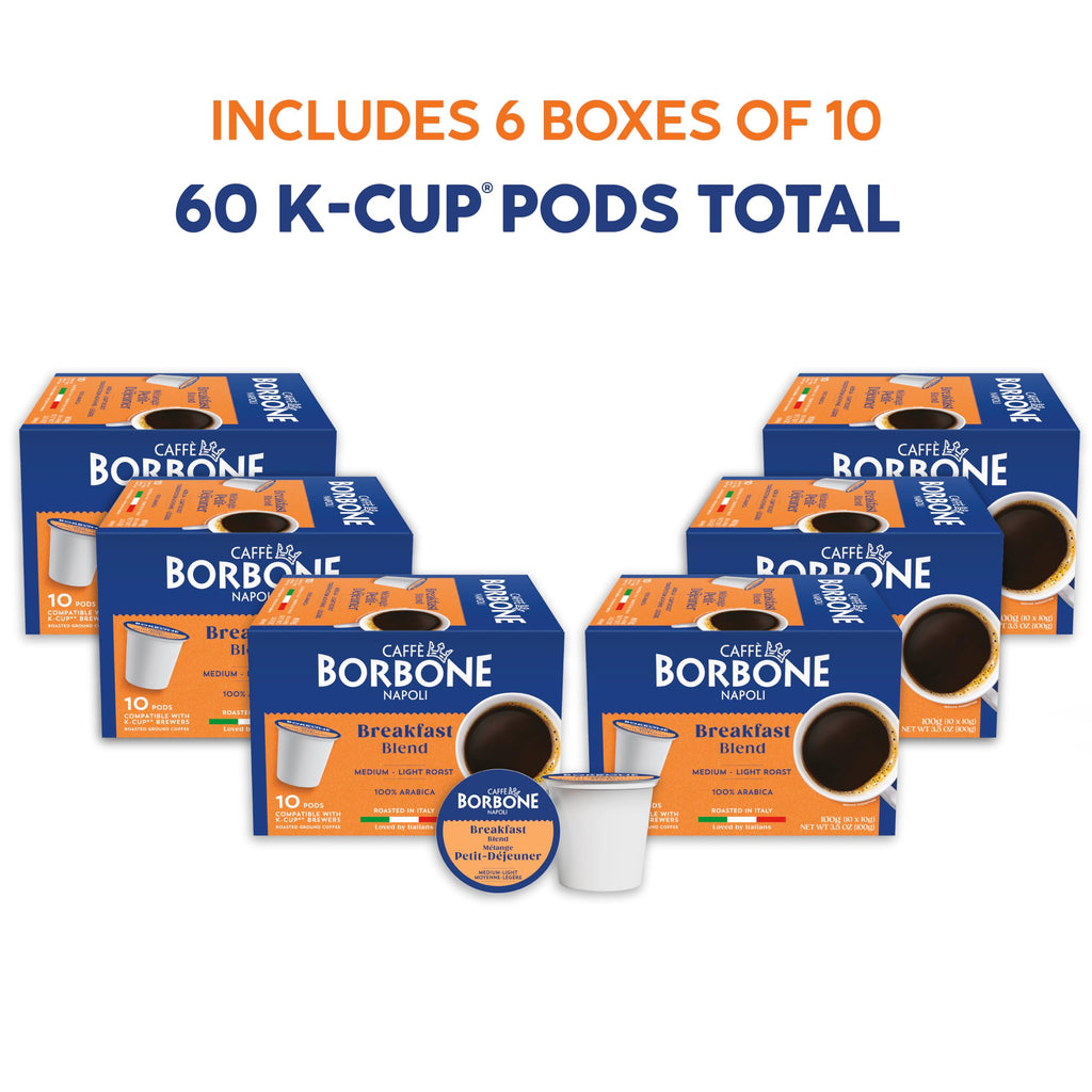 Caffè Borbone Italian Roast Coffee (60 Count) – Medium Dark Roast, Arabica & Robusta Blend, Roasted in Italy for a Bold, Smooth Taste – Single Serve Coffee Pods Compatible with K-Cup Brewers