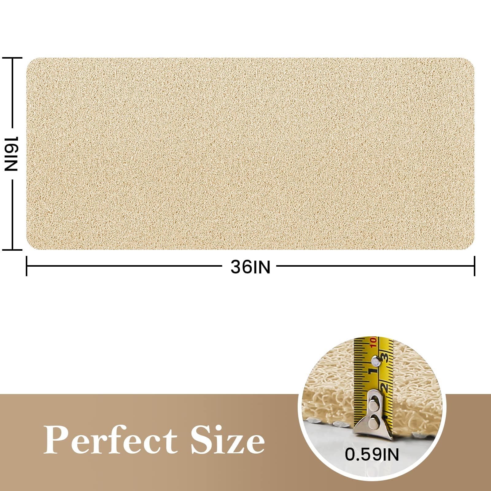 PVC Loofah Shower/Bathtub Mat Non-Slip, 24x16 inch, Soft Tub Mat with Drain, for Tub and Bathroom,Quick Drying,Grey