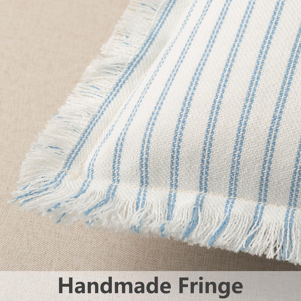 ZWJD Throw Pillow Covers 20x20 Set of 2 Striped Pillow Covers with Fringe Chic Cotton Decorative Pillows Square Cushion Covers for Sofa Couch Bed Living Room Farmhouse Decor, (Gray)
